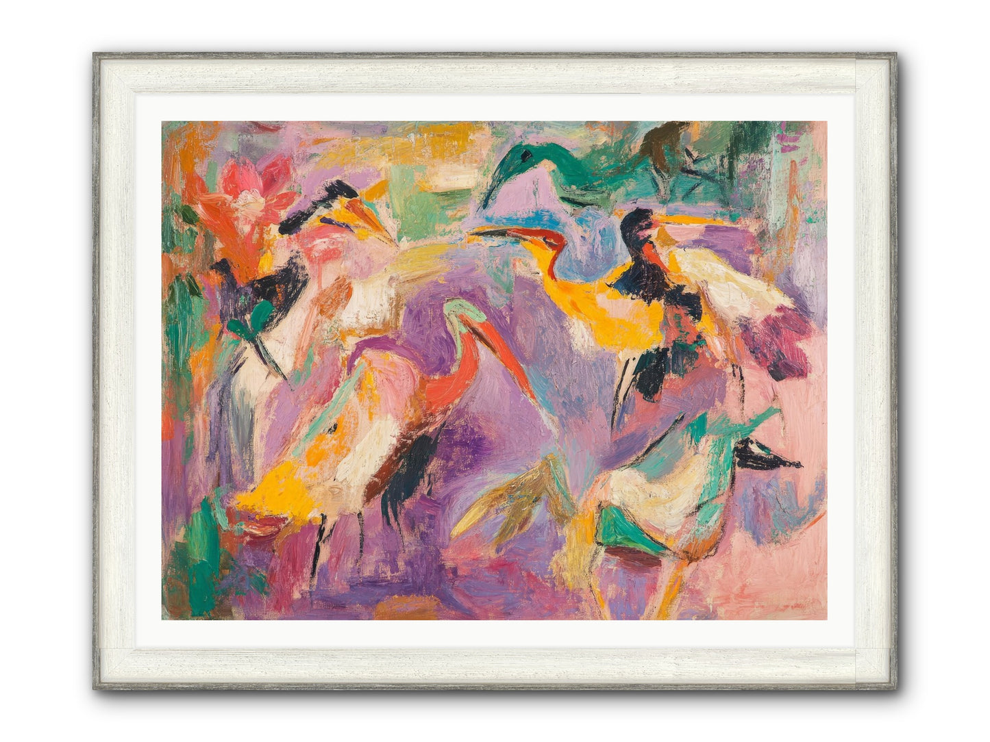 Royal Flock Framed Print - Driftwood White 48x36