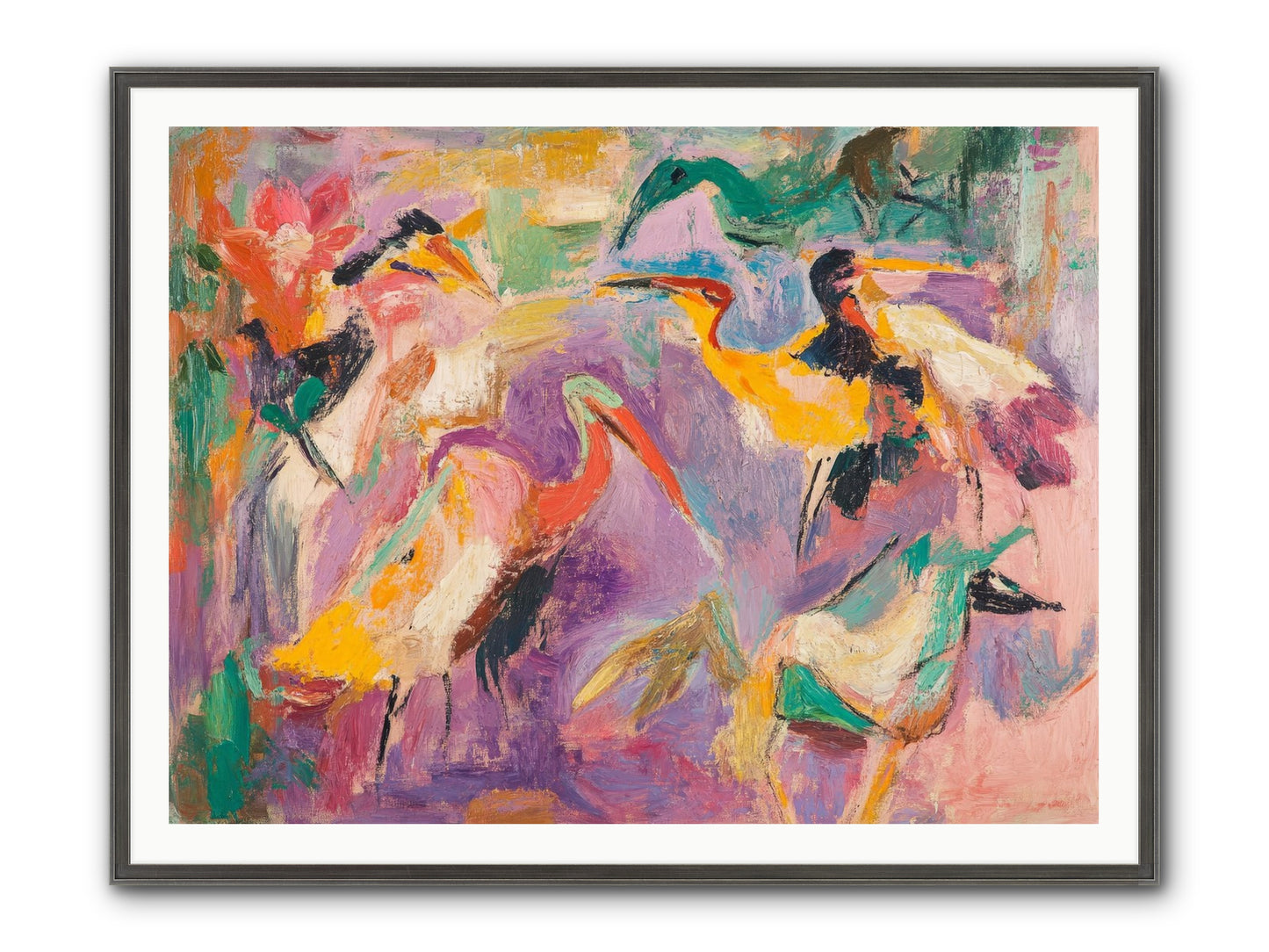 Royal Flock Framed Print - Slimwoods Black/Silver 48x36