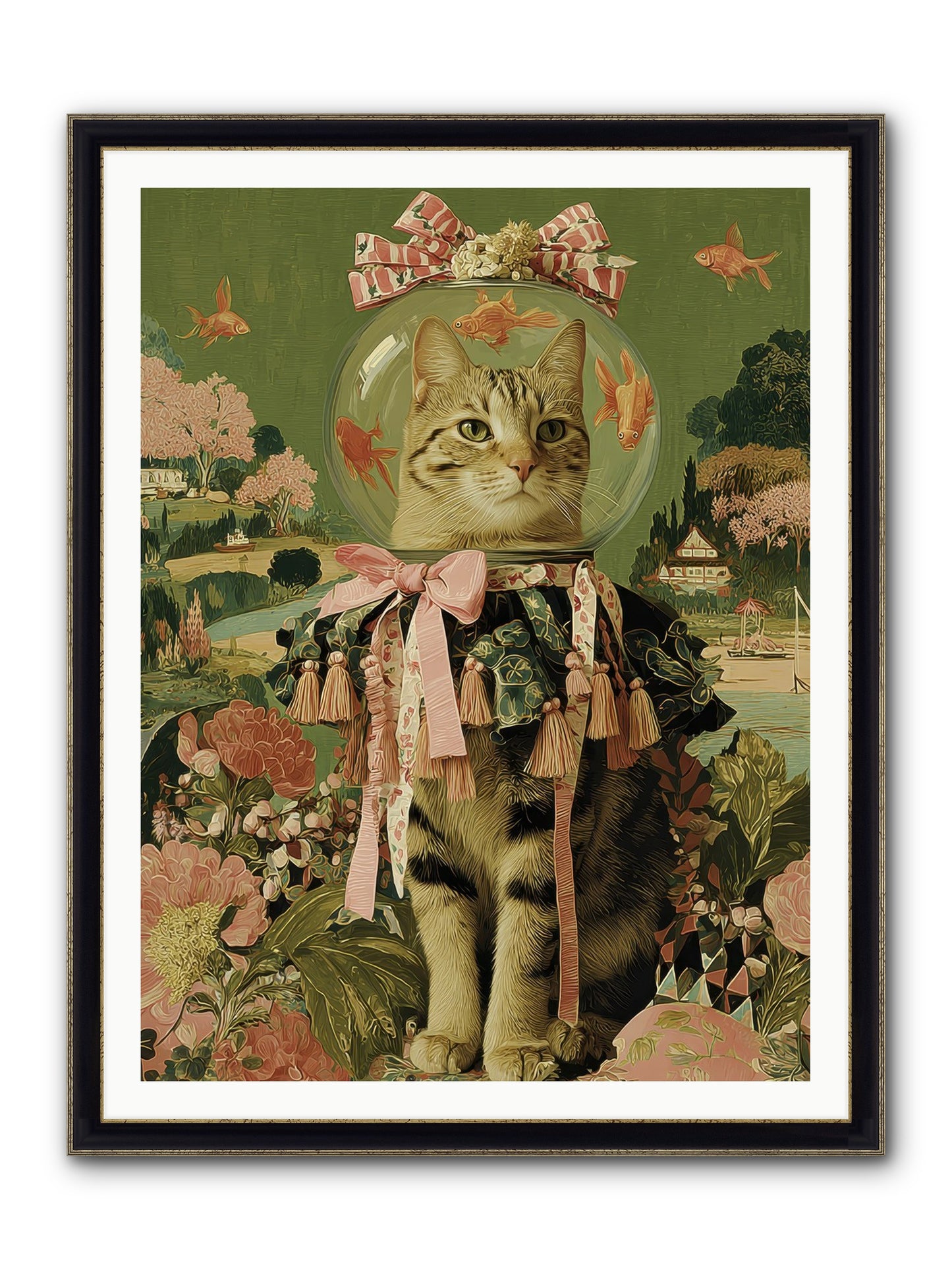 Royal Holiday Framed Print - Black & Gold 36x48