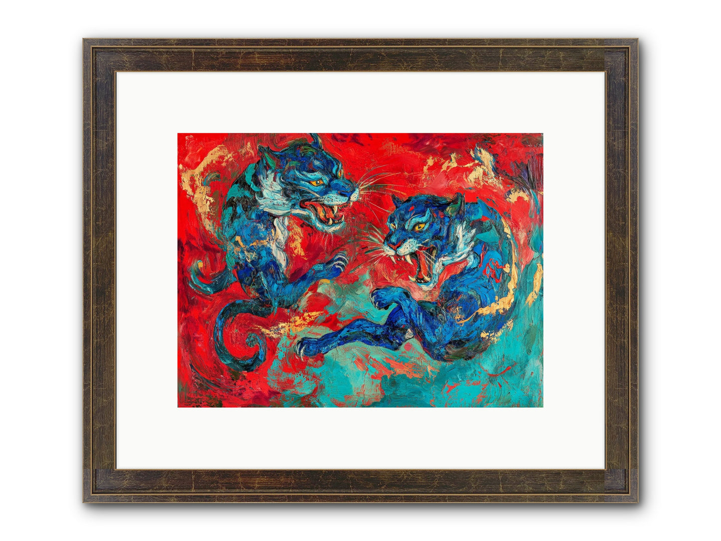 Royal Tiger Ballet Framed Print - Slimwoods Black/Gold 12x9