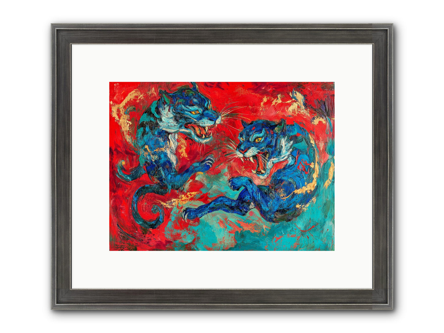 Royal Tiger Ballet Framed Print - Slimwoods Black/Silver 12x9