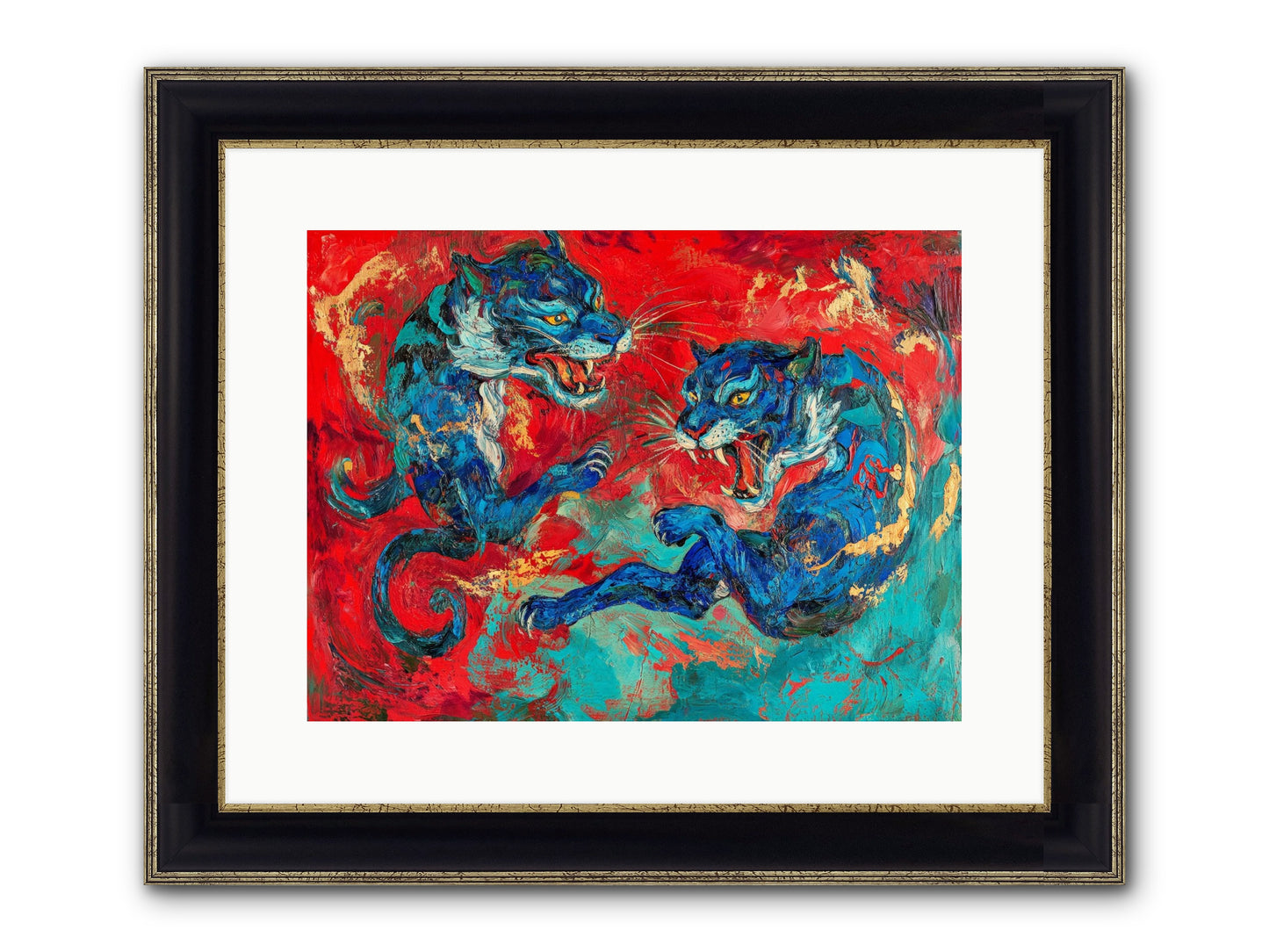 Royal Tiger Ballet Framed Print - Black & Gold 16x12
