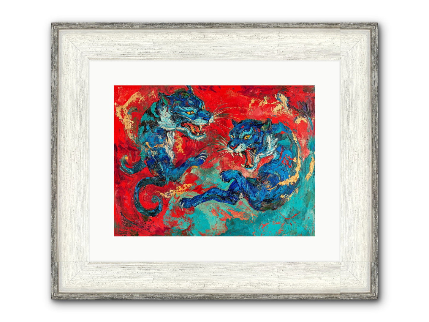 Royal Tiger Ballet Framed Print - Driftwood White 16x12