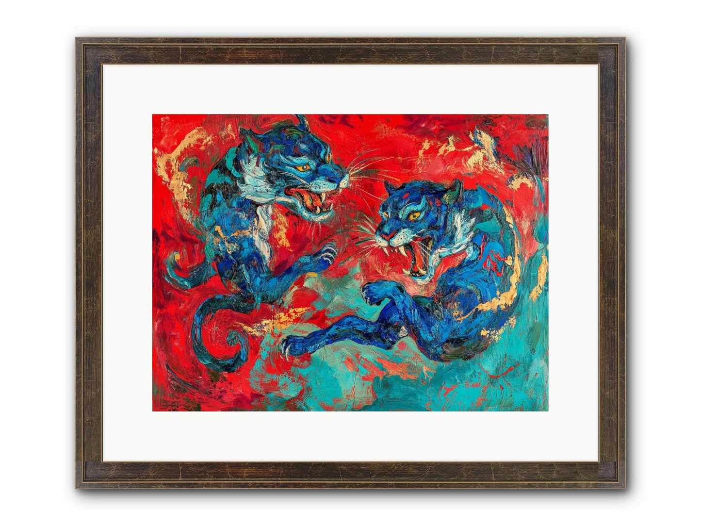 Royal Tiger Ballet Framed Print - Slimwoods Black/Gold 16x12