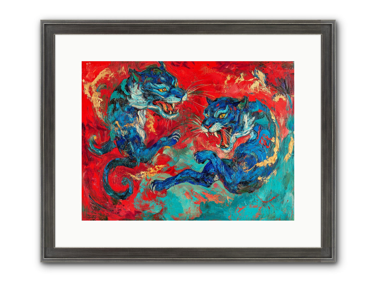 Royal Tiger Ballet Framed Print - Slimwoods Black/Silver 16x12