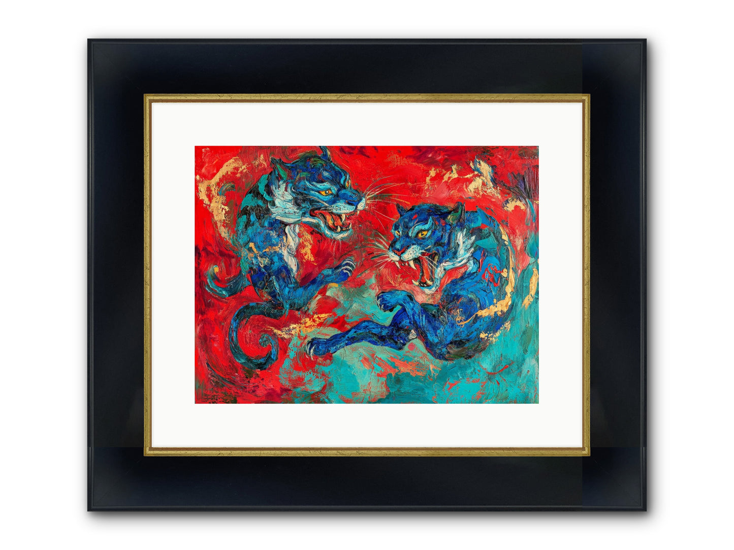 Royal Tiger Ballet Framed Print - Wide Black w/Gold 16x12