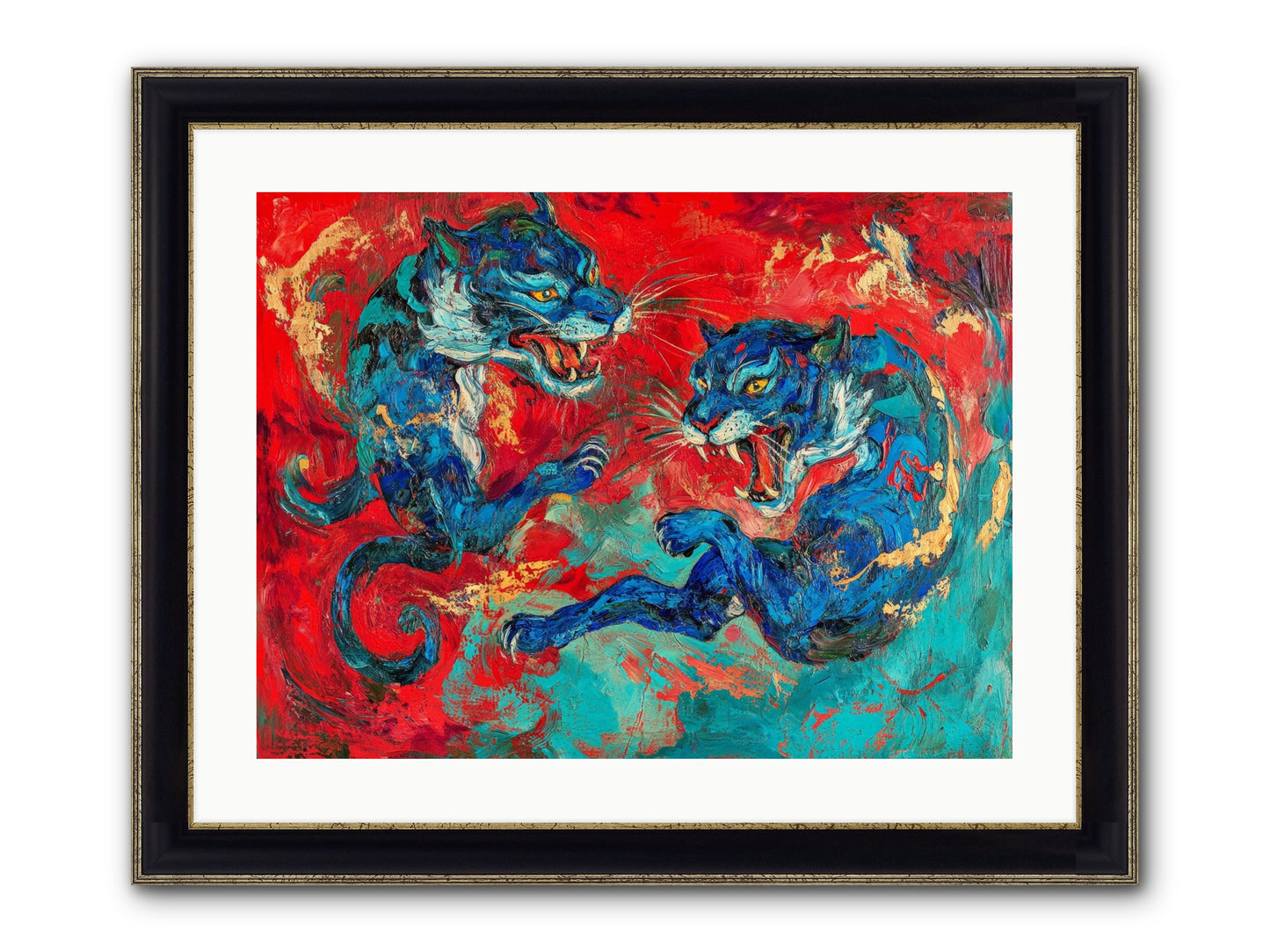 Royal Tiger Ballet Framed Print - Black & Gold 24x18