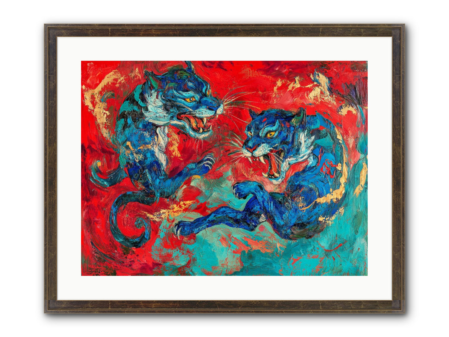 Royal Tiger Ballet Framed Print - Slimwoods Black/Gold 24x18