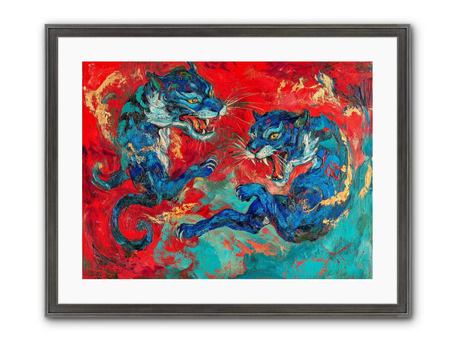 Royal Tiger Ballet Framed Print - Slimwoods Black/Silver 24x18