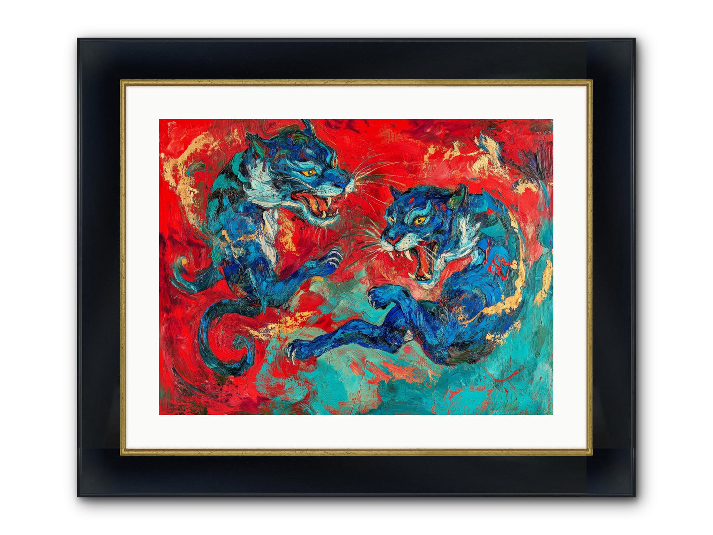 Royal Tiger Ballet Framed Print - Wide Black w/Gold 24x18