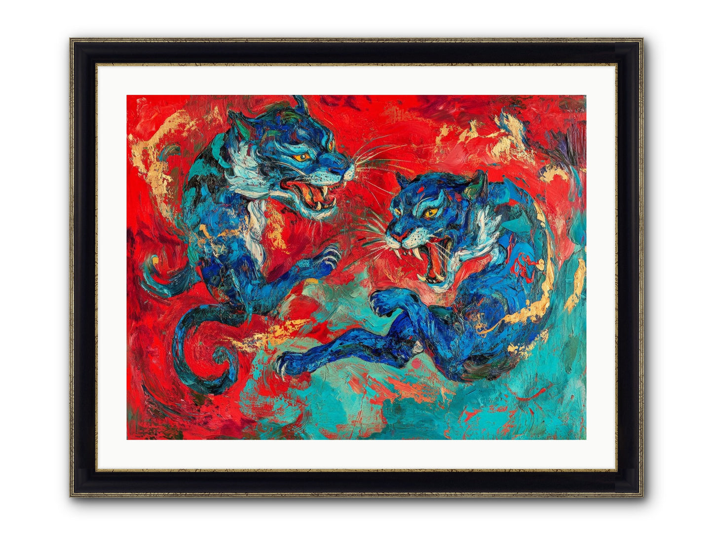 Royal Tiger Ballet Framed Print - Black & Gold 32x24