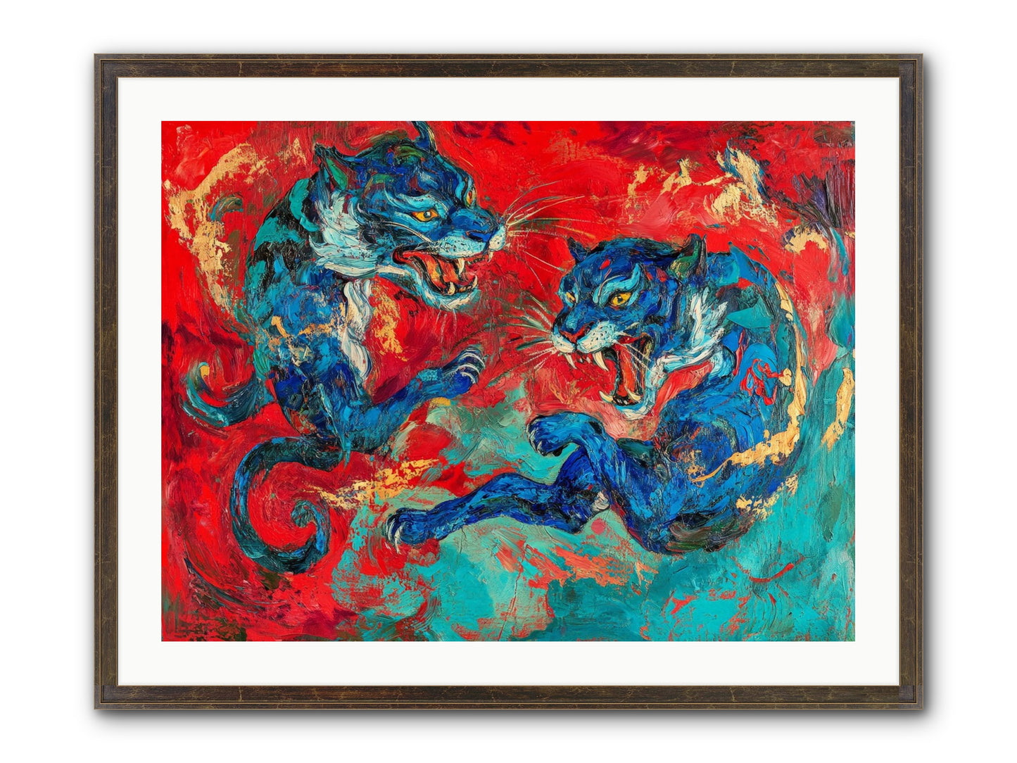Royal Tiger Ballet Framed Print - Slimwoods Black/Gold 32x24
