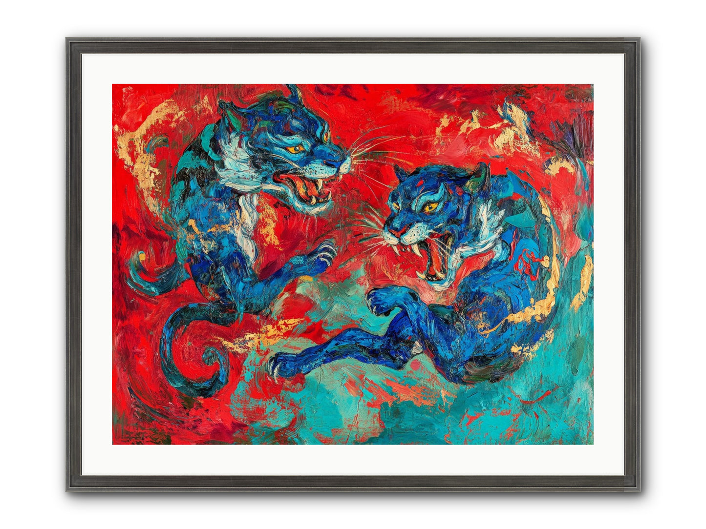 Royal Tiger Ballet Framed Print - Slimwoods Black/Silver 32x24