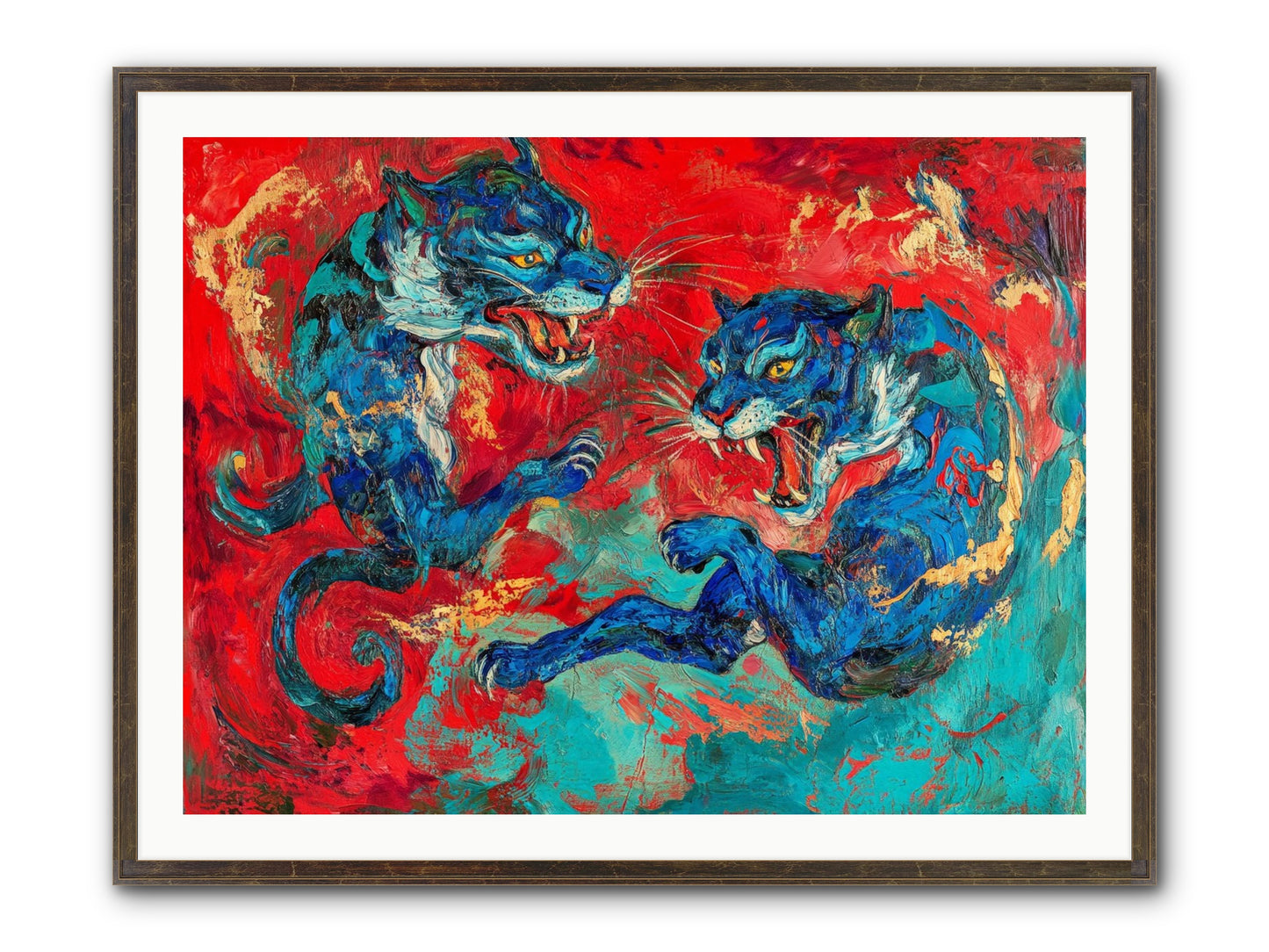 Royal Tiger Ballet Framed Print - Slimwoods Black/Gold 40x30