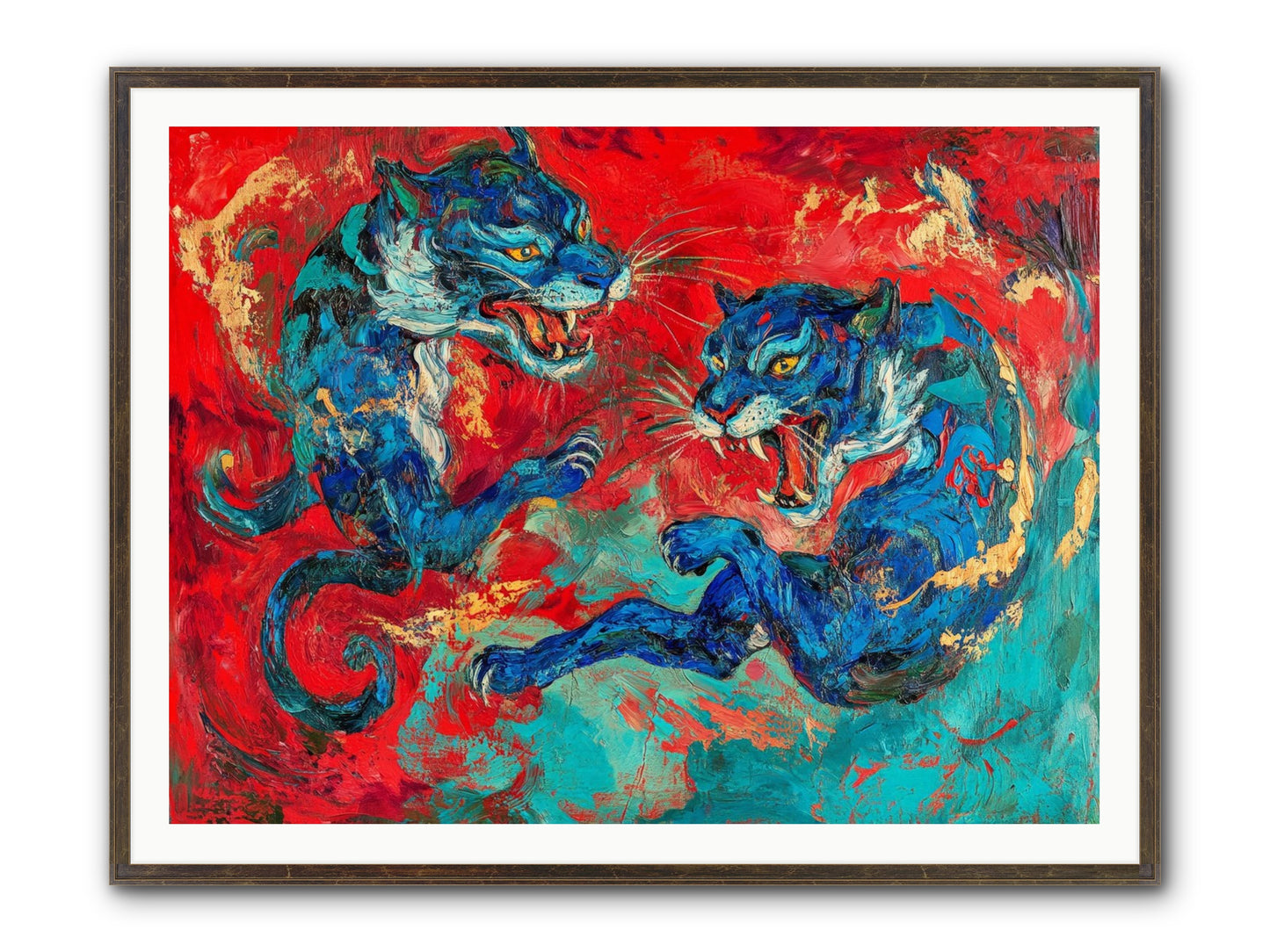 Royal Tiger Ballet Framed Print - Slimwoods Black/Gold 48x36