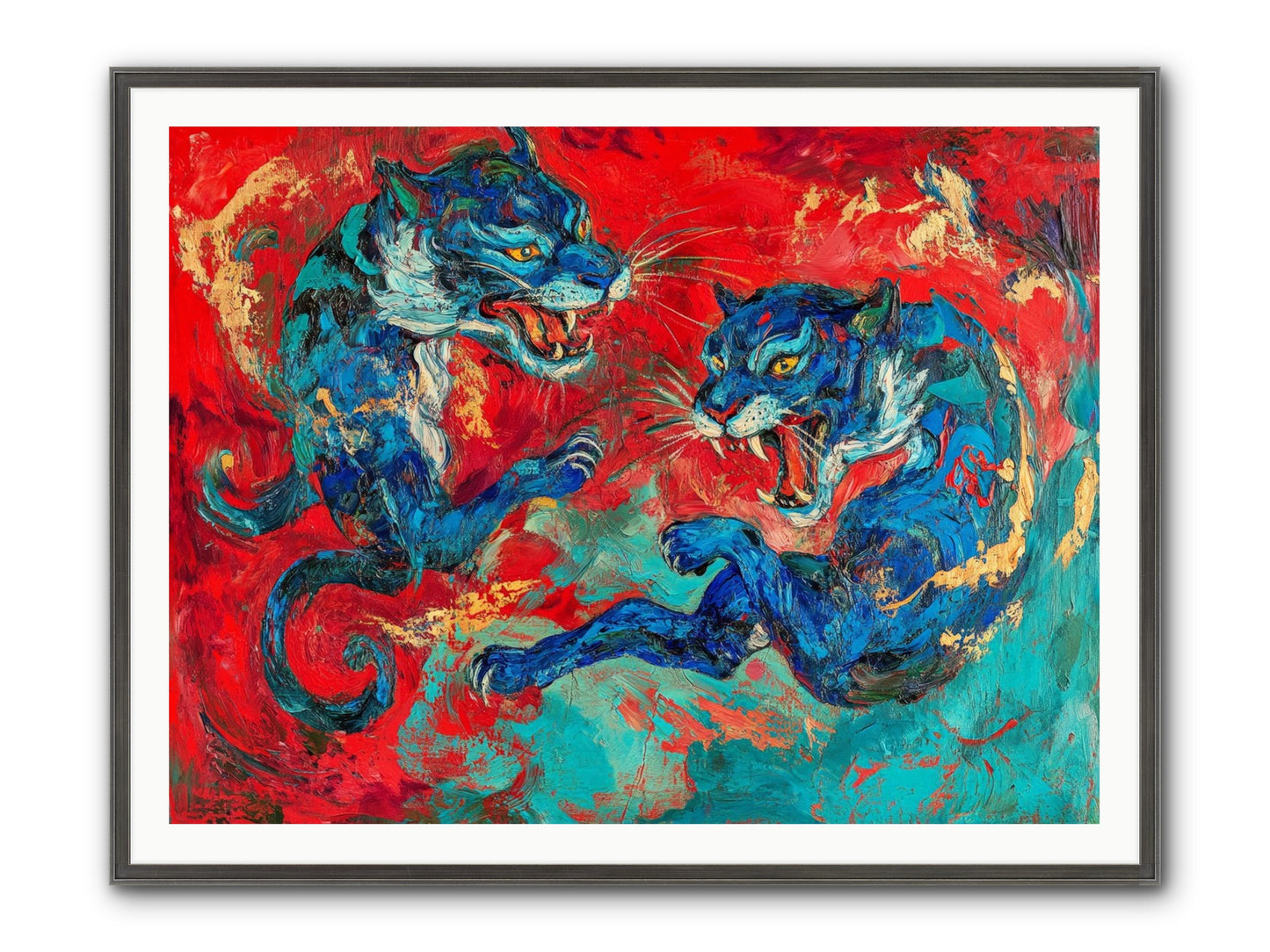 Royal Tiger Ballet Framed Print - Slimwoods Black/Silver 48x36