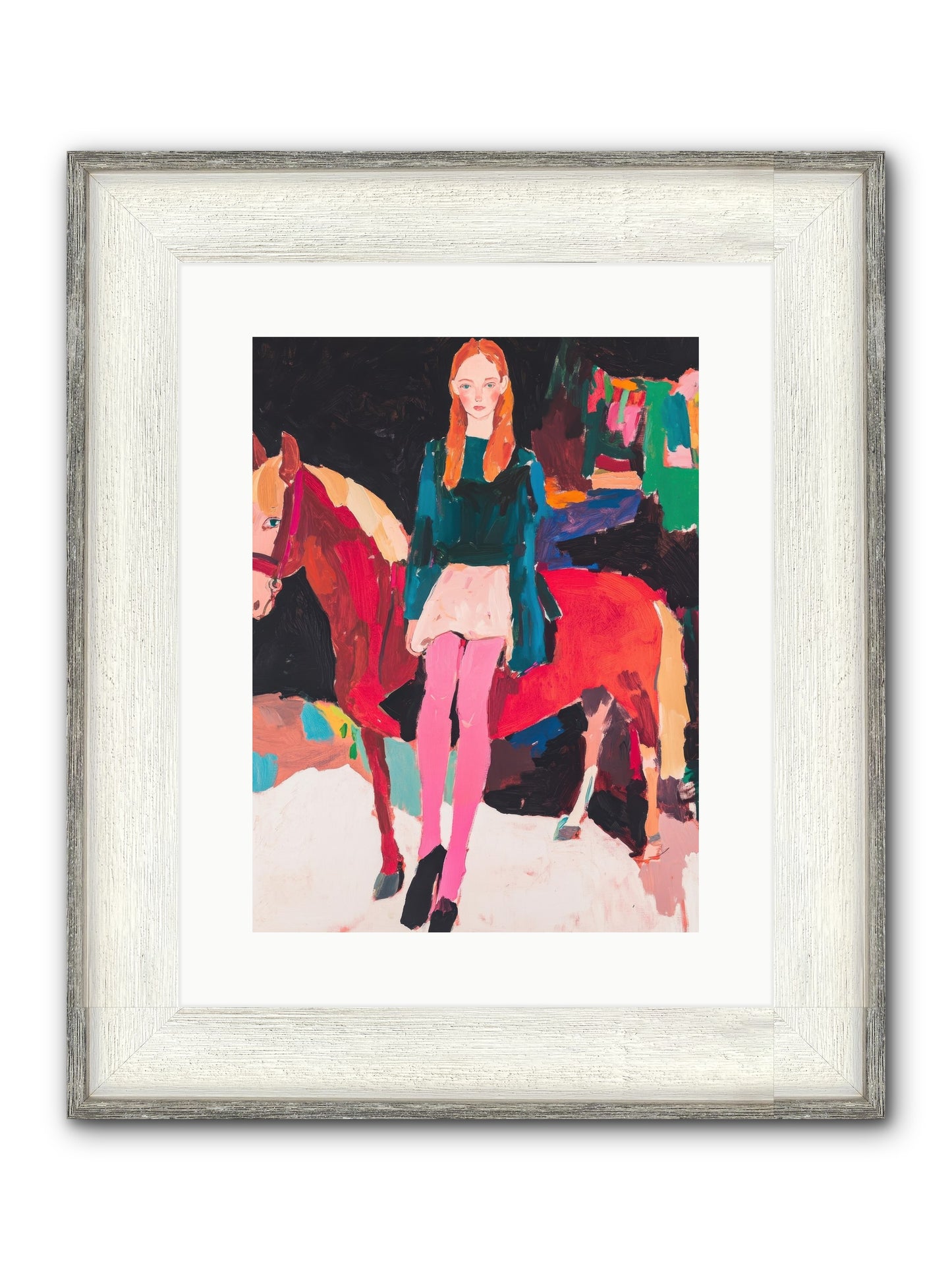 Ruby Hoofbeats Framed Print - Driftwood White 12x16