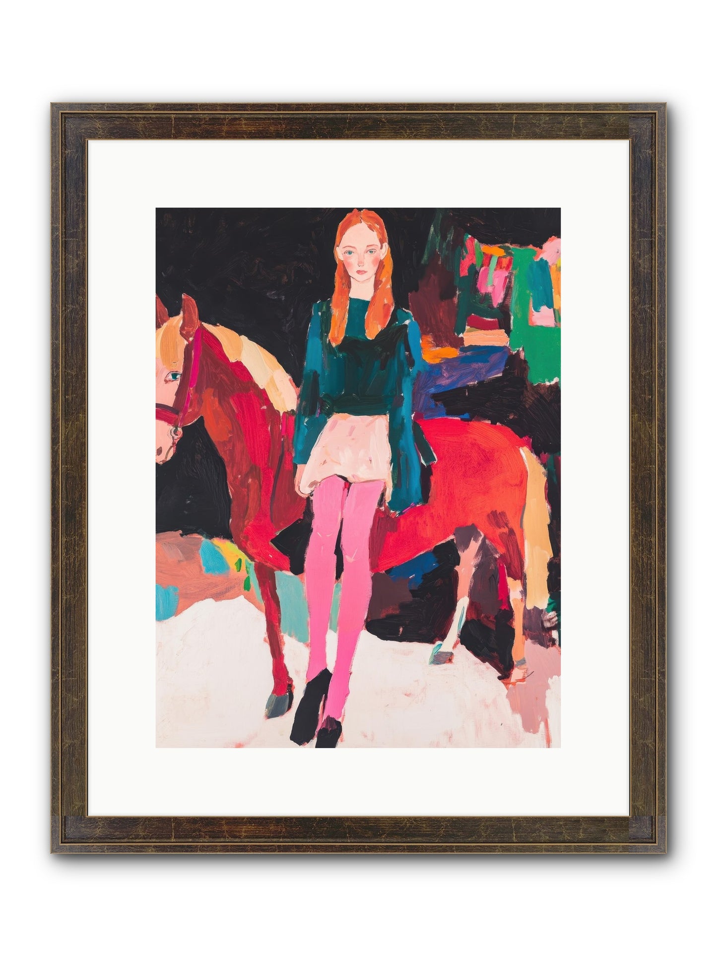 Ruby Hoofbeats Framed Print - Slimwoods Black/Gold 12x16