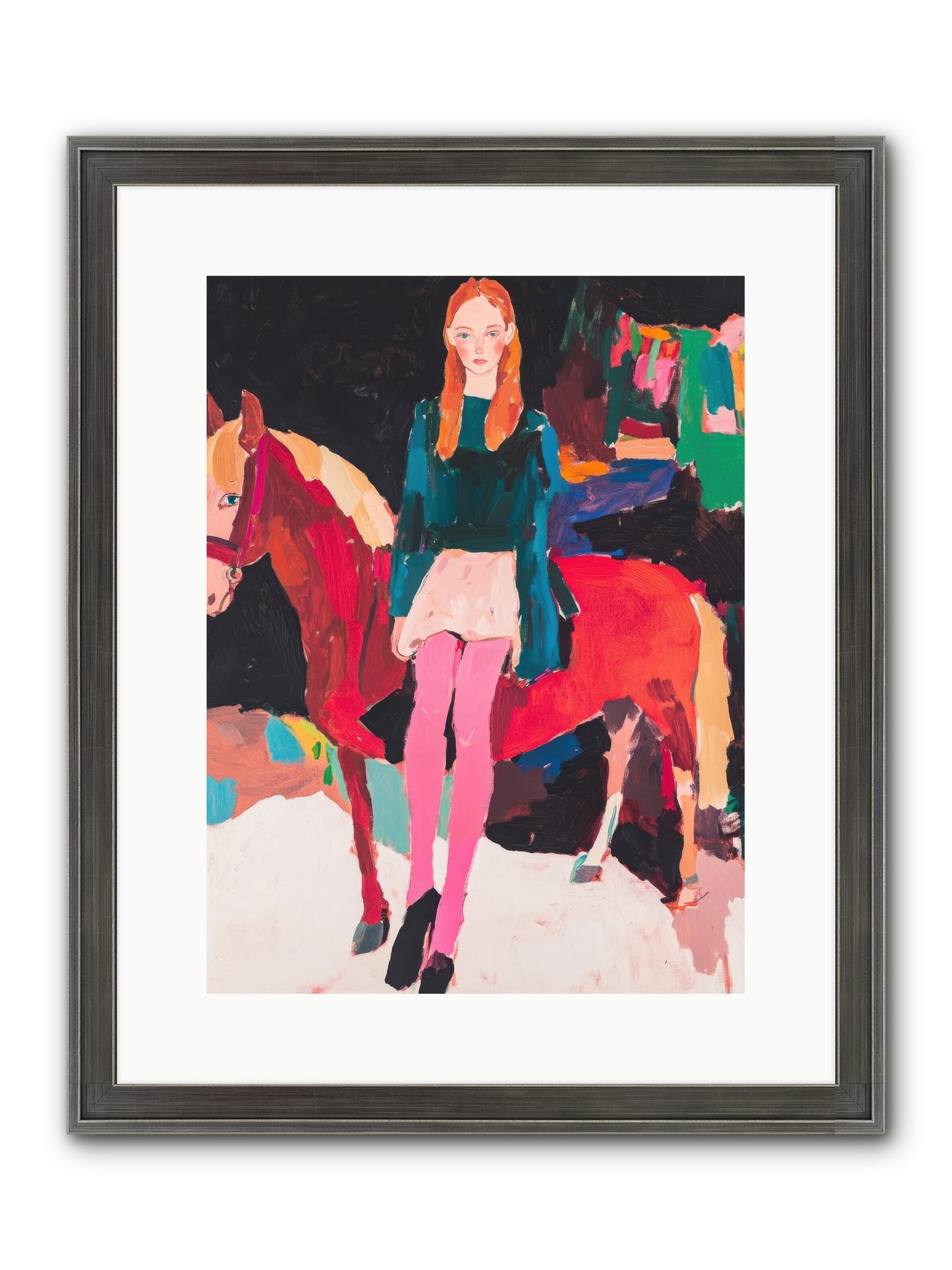 Ruby Hoofbeats Framed Print - Slimwoods Black/Silver 12x16