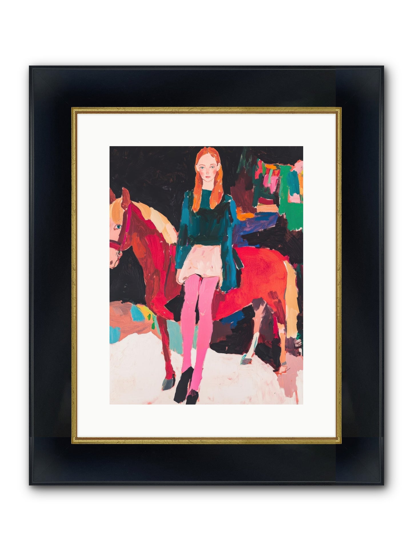 Ruby Hoofbeats Framed Print - Wide Black w/Gold 12x16