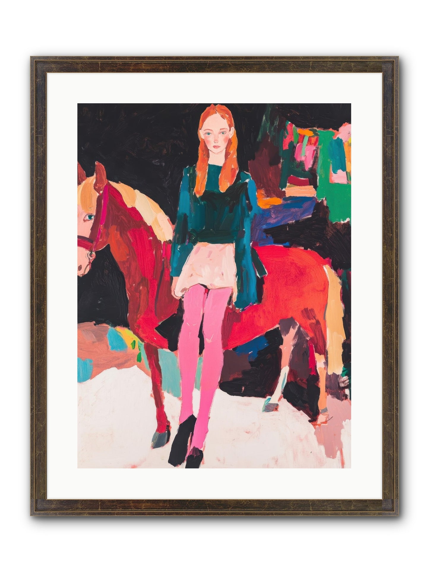 Ruby Hoofbeats Framed Print - Slimwoods Black/Gold 18x24