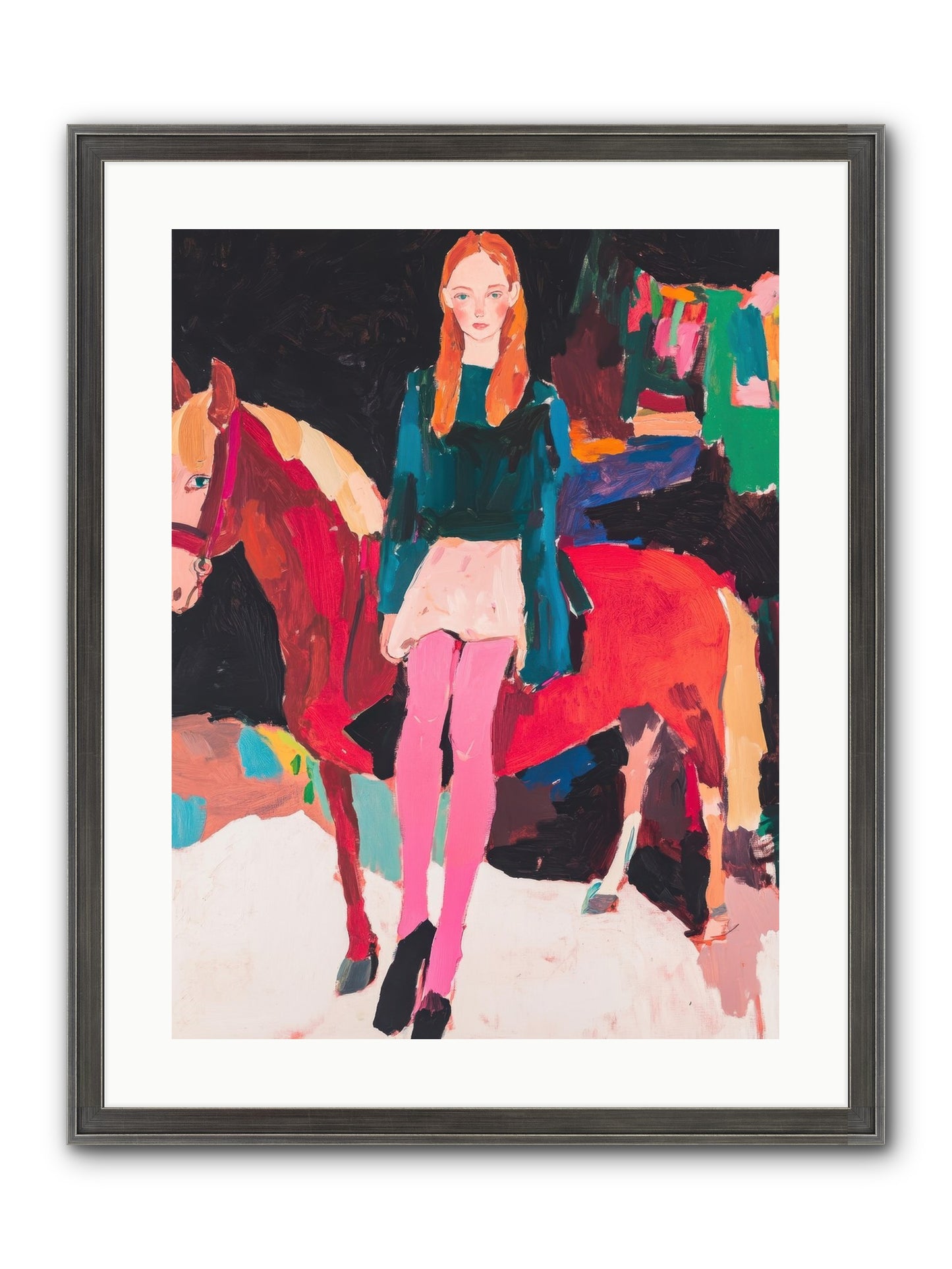 Ruby Hoofbeats Framed Print - Slimwoods Black/Silver 18x24