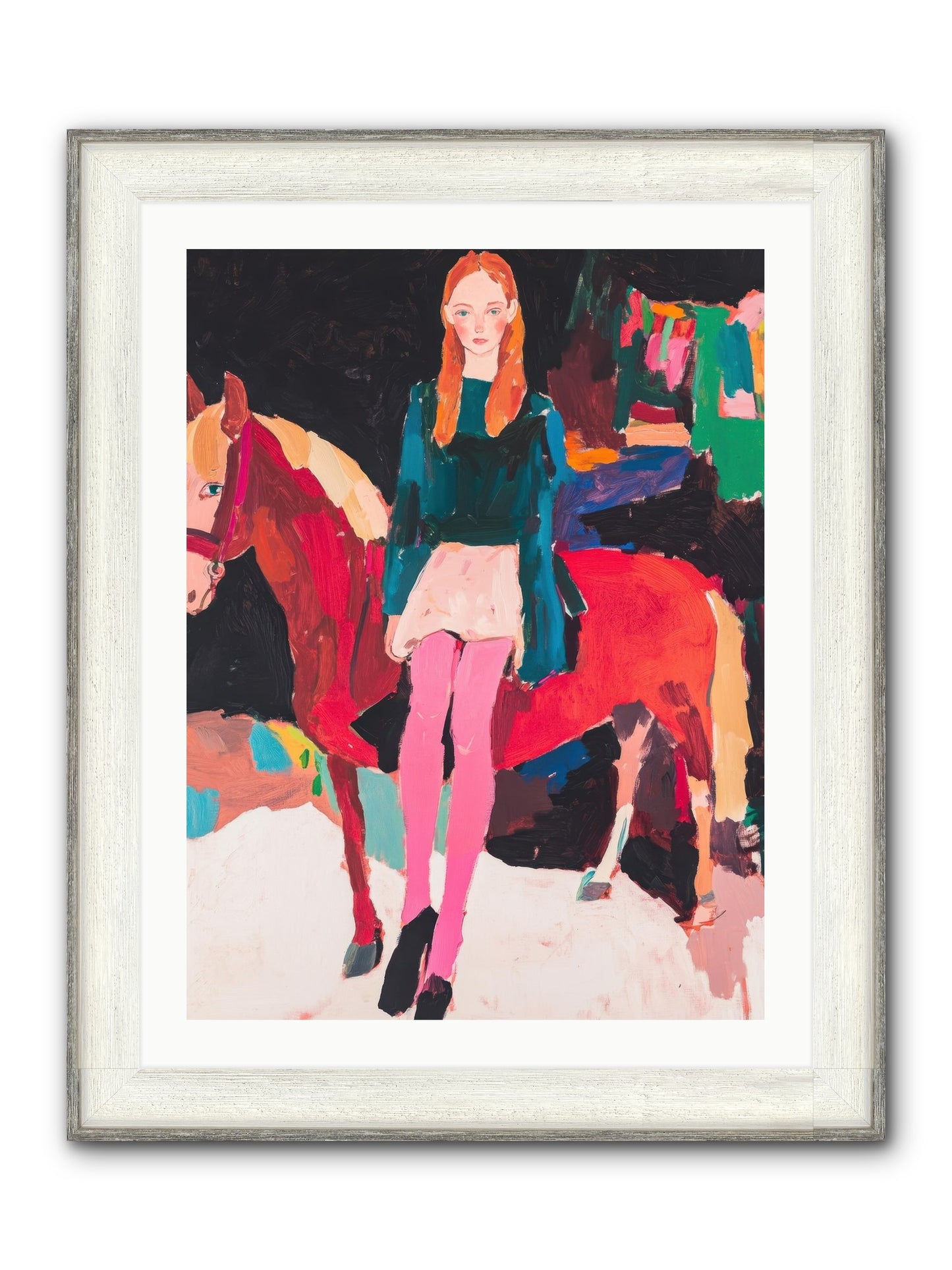 Ruby Hoofbeats Framed Print - Driftwood White 24x32