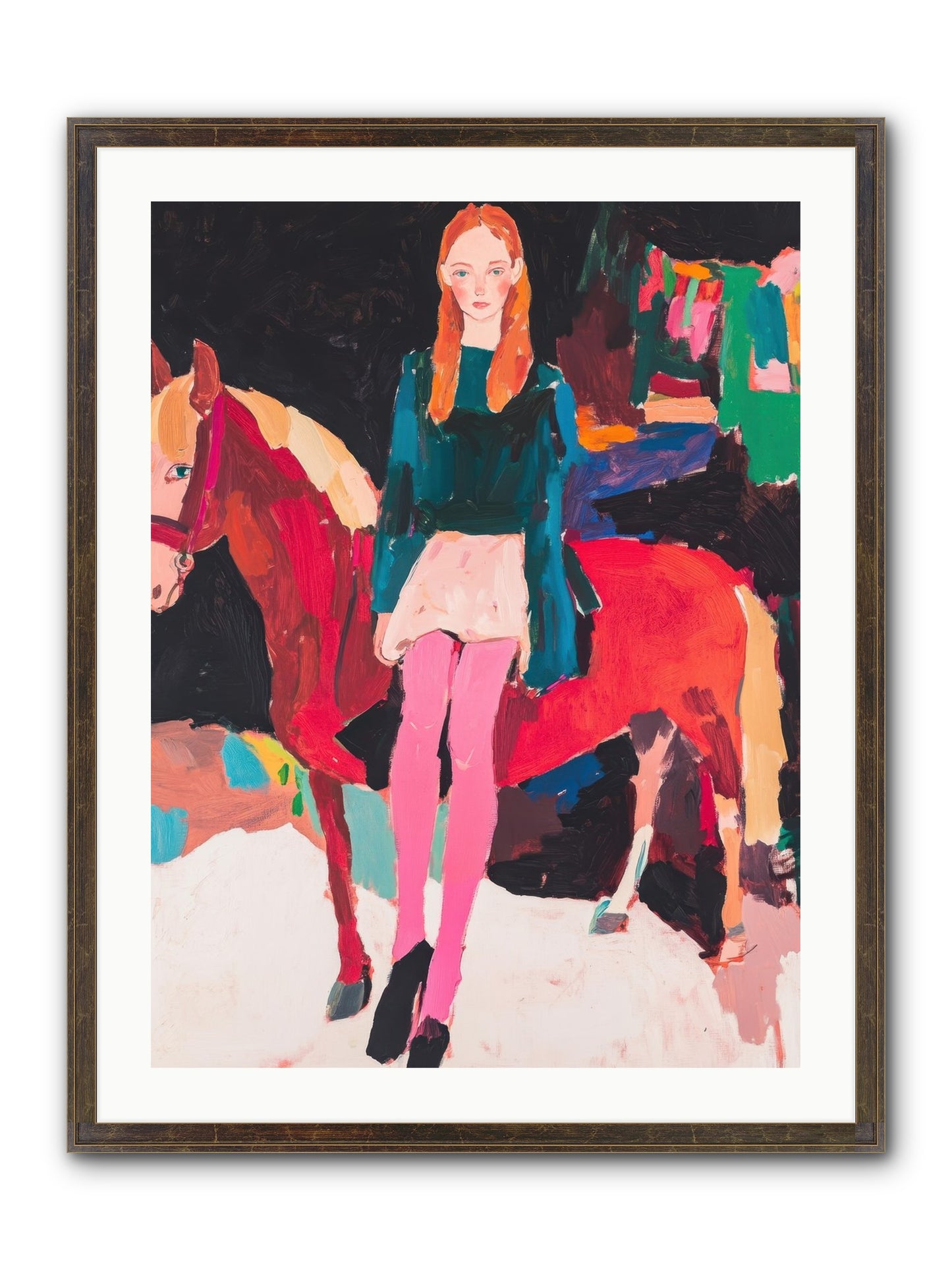 Ruby Hoofbeats Framed Print - Slimwoods Black/Gold 24x32