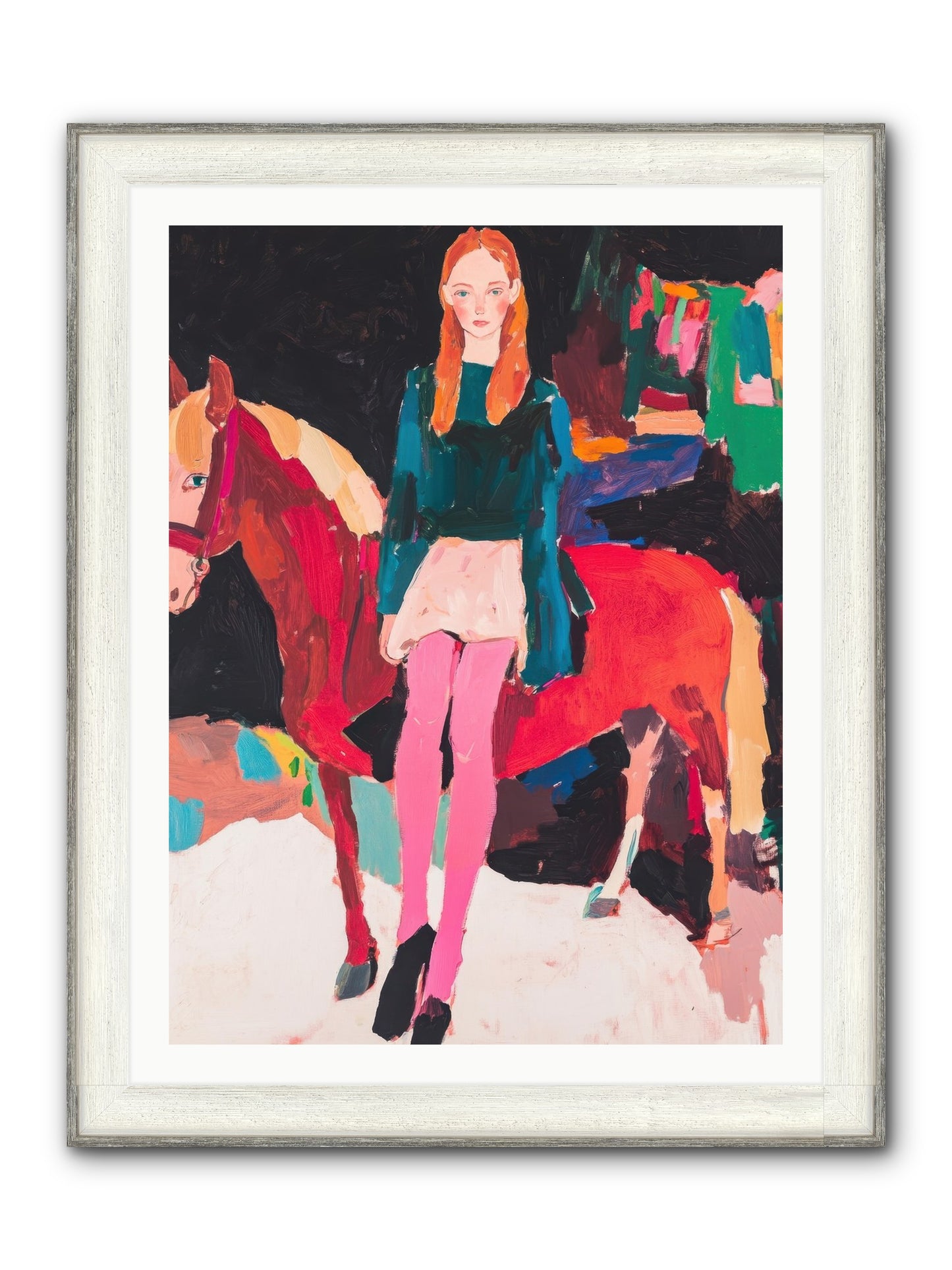 Ruby Hoofbeats Framed Print - Driftwood White 30x40