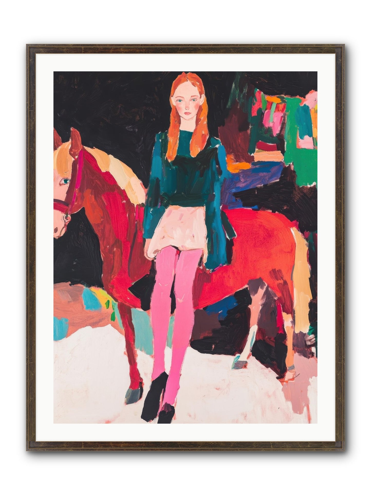 Ruby Hoofbeats Framed Print - Slimwoods Black/Gold 30x40