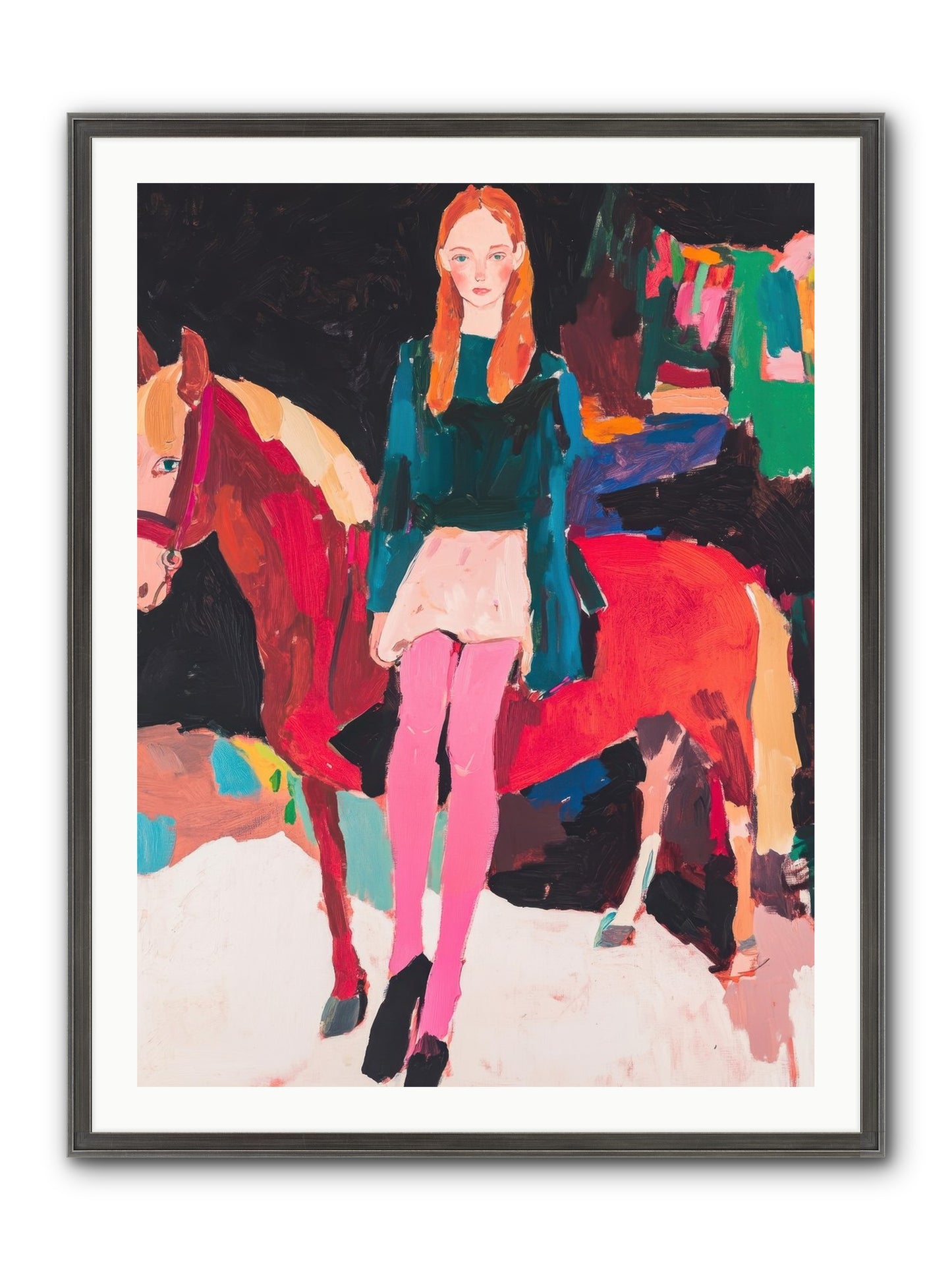Ruby Hoofbeats Framed Print - Slimwoods Black/Silver 30x40