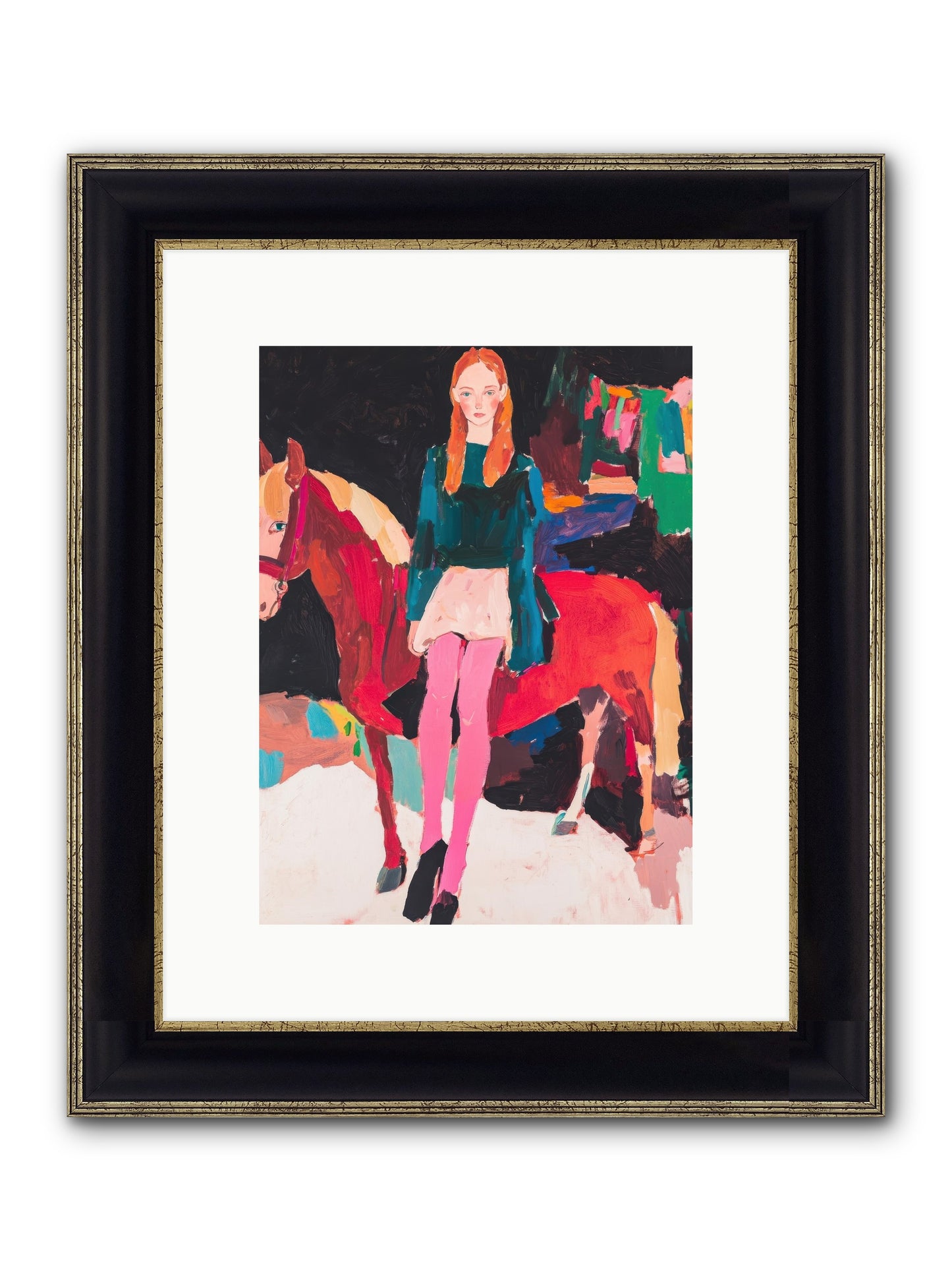 Ruby Hoofbeats Framed Print - Black & Gold 9x12
