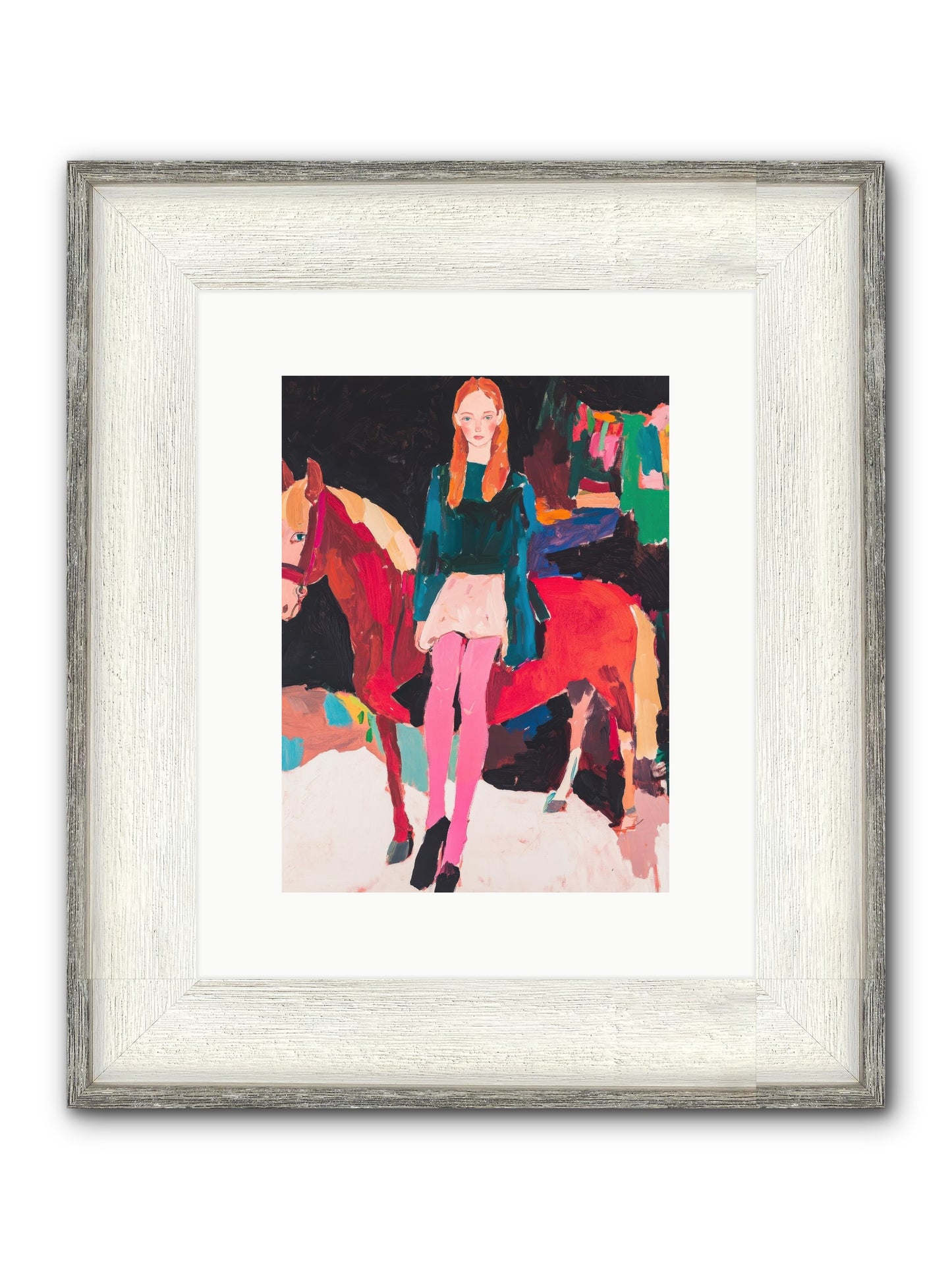 Ruby Hoofbeats Framed Print - Driftwood White 9x12
