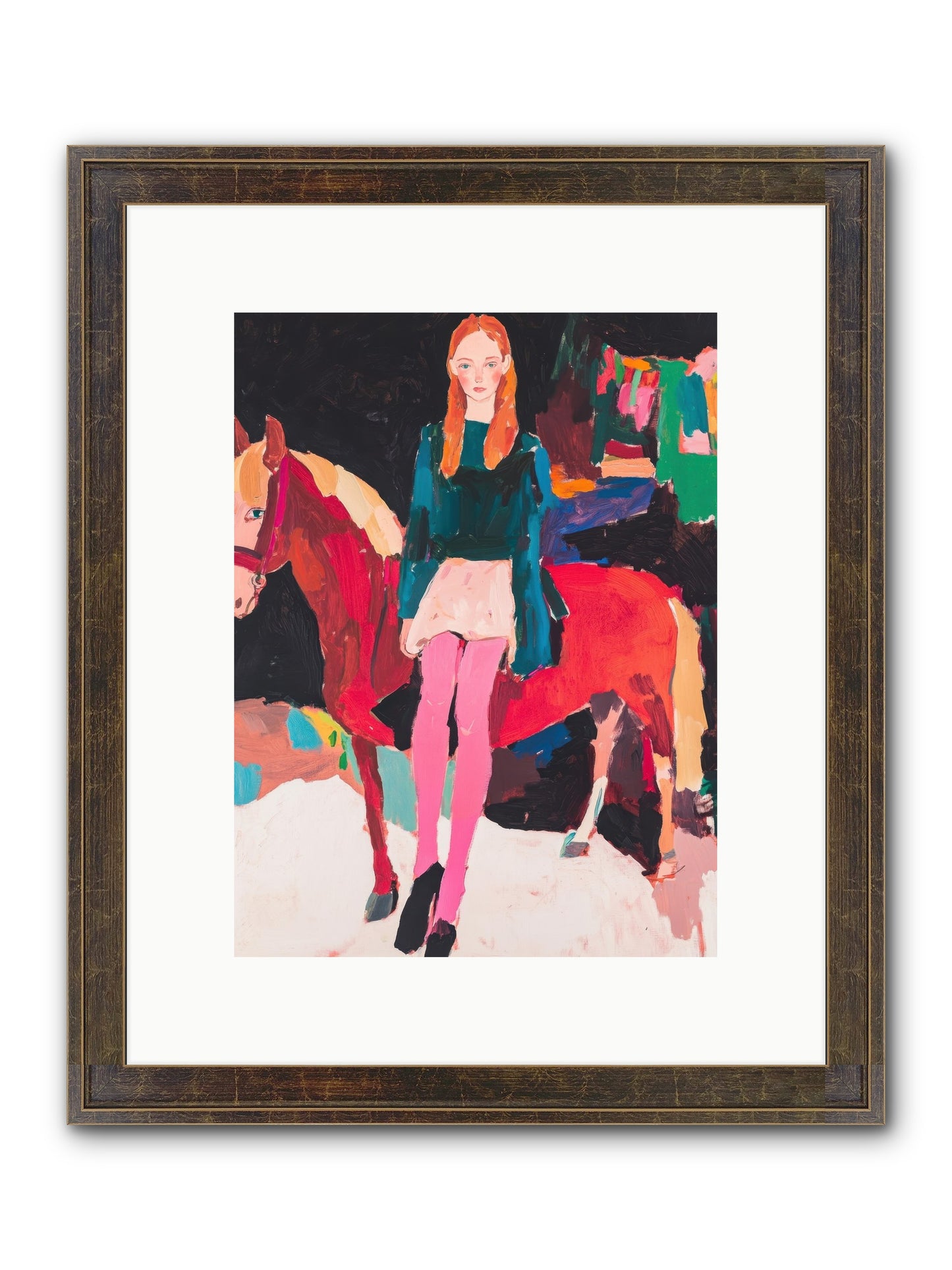 Ruby Hoofbeats Framed Print - Slimwoods Black/Gold 9x12