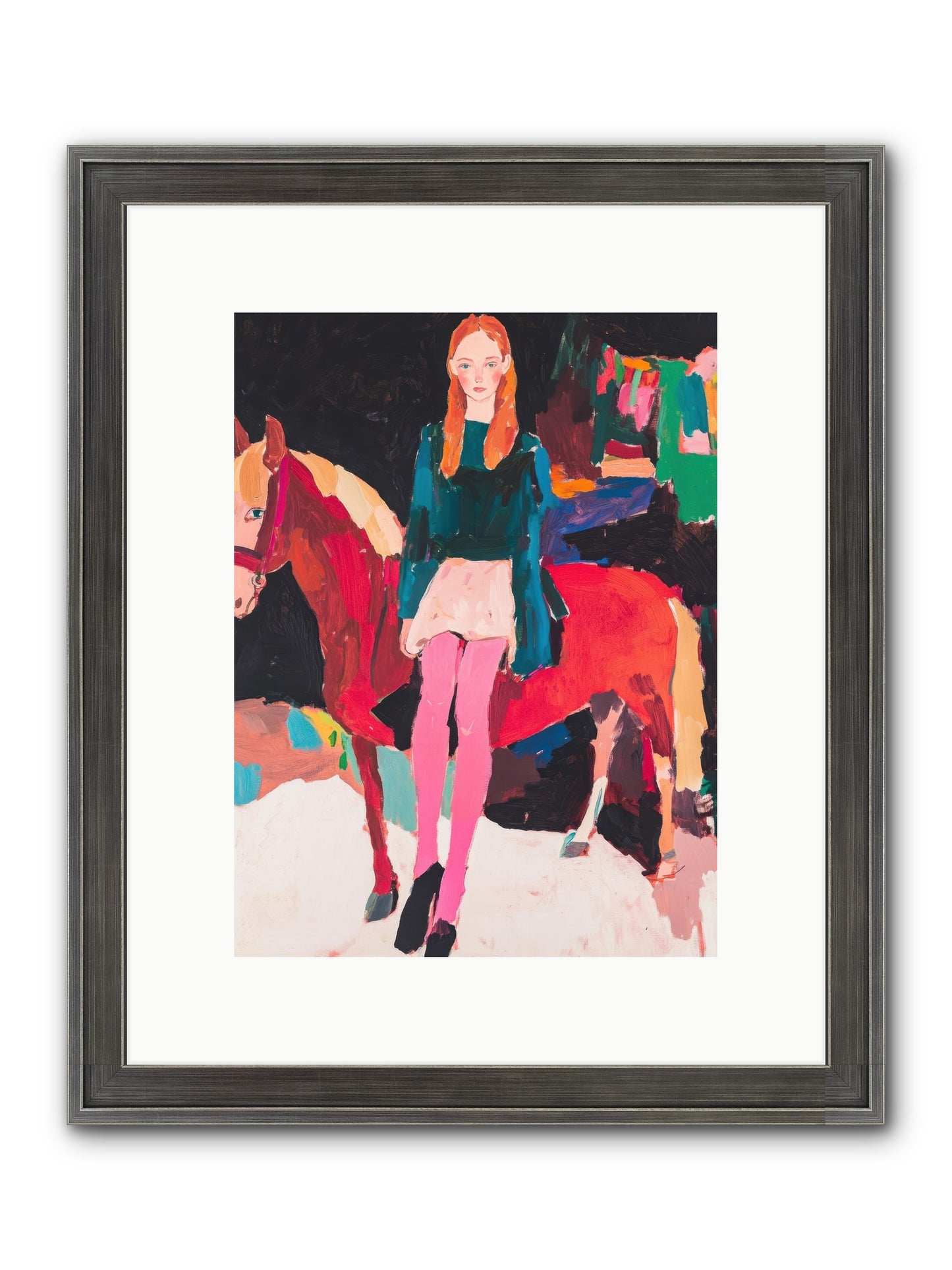 Ruby Hoofbeats Framed Print - Slimwoods Black/Silver 9x12