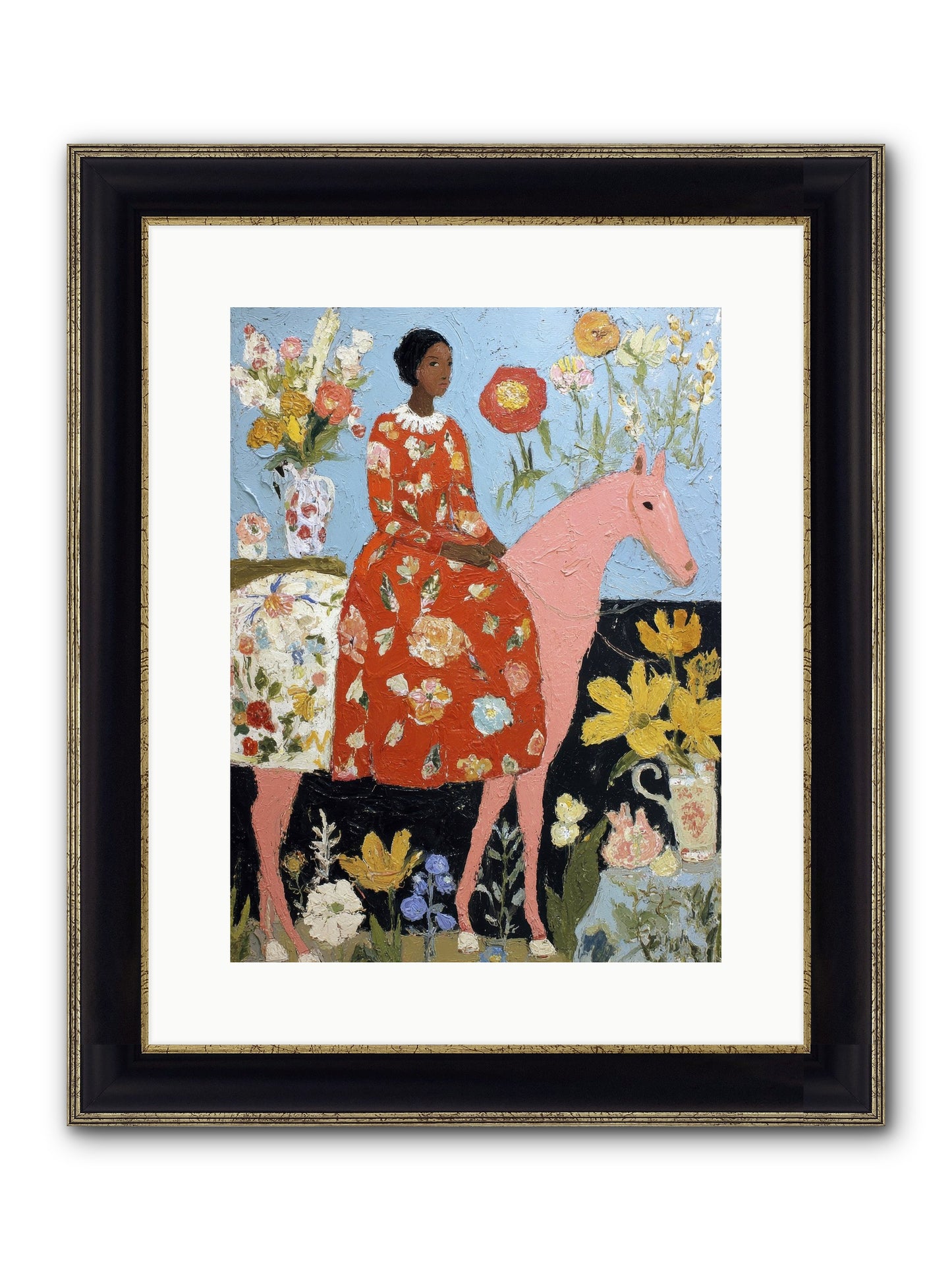 Ruby Lace & Morning Framed Print - Black & Gold 12x16
