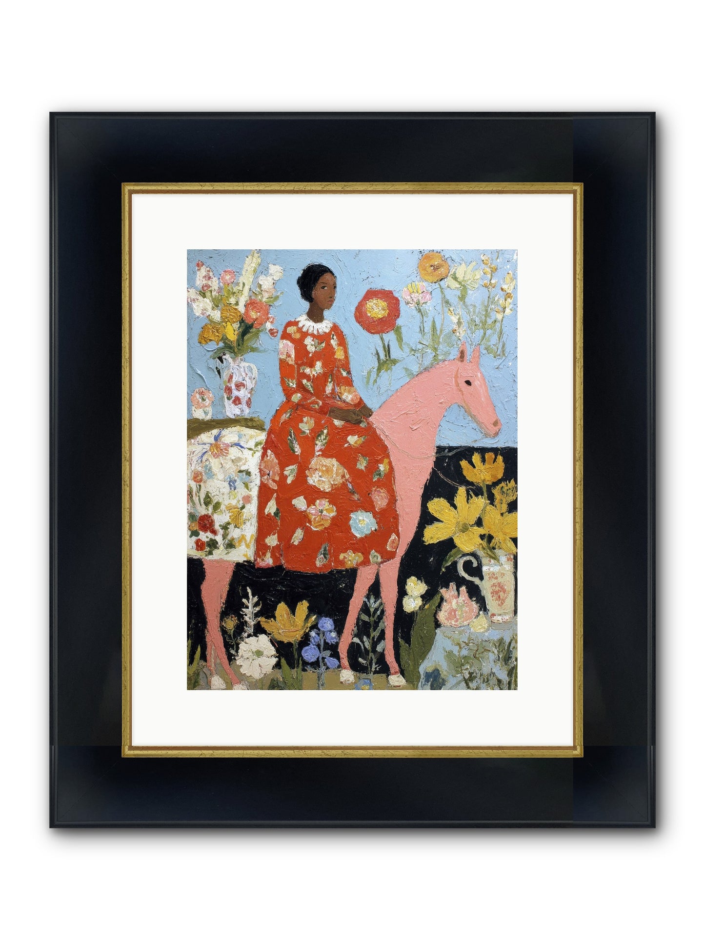 Ruby Lace & Morning Framed Print - Wide Black w/Gold 12x16