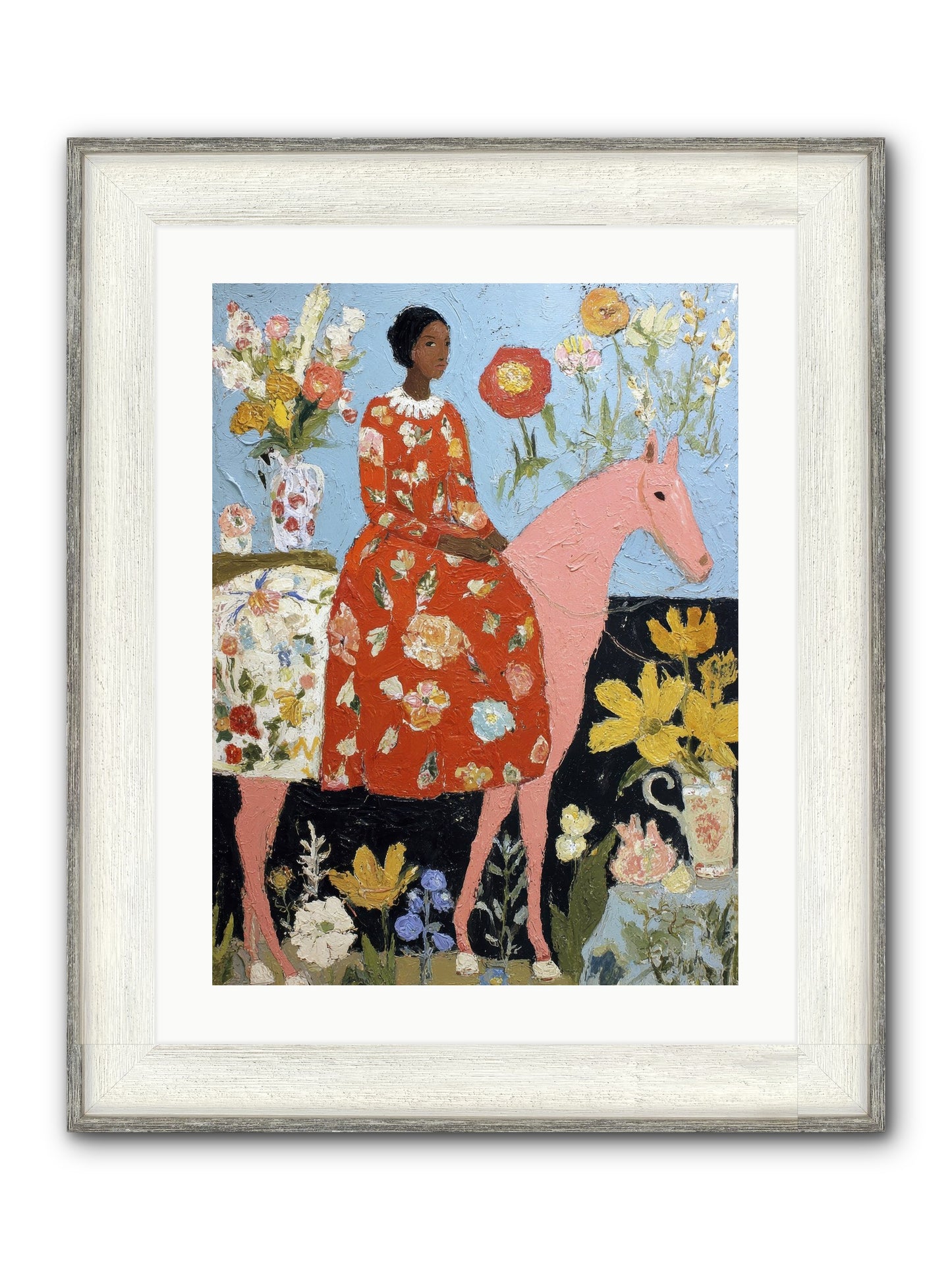 Ruby Lace & Morning Framed Print - Driftwood White 18x24