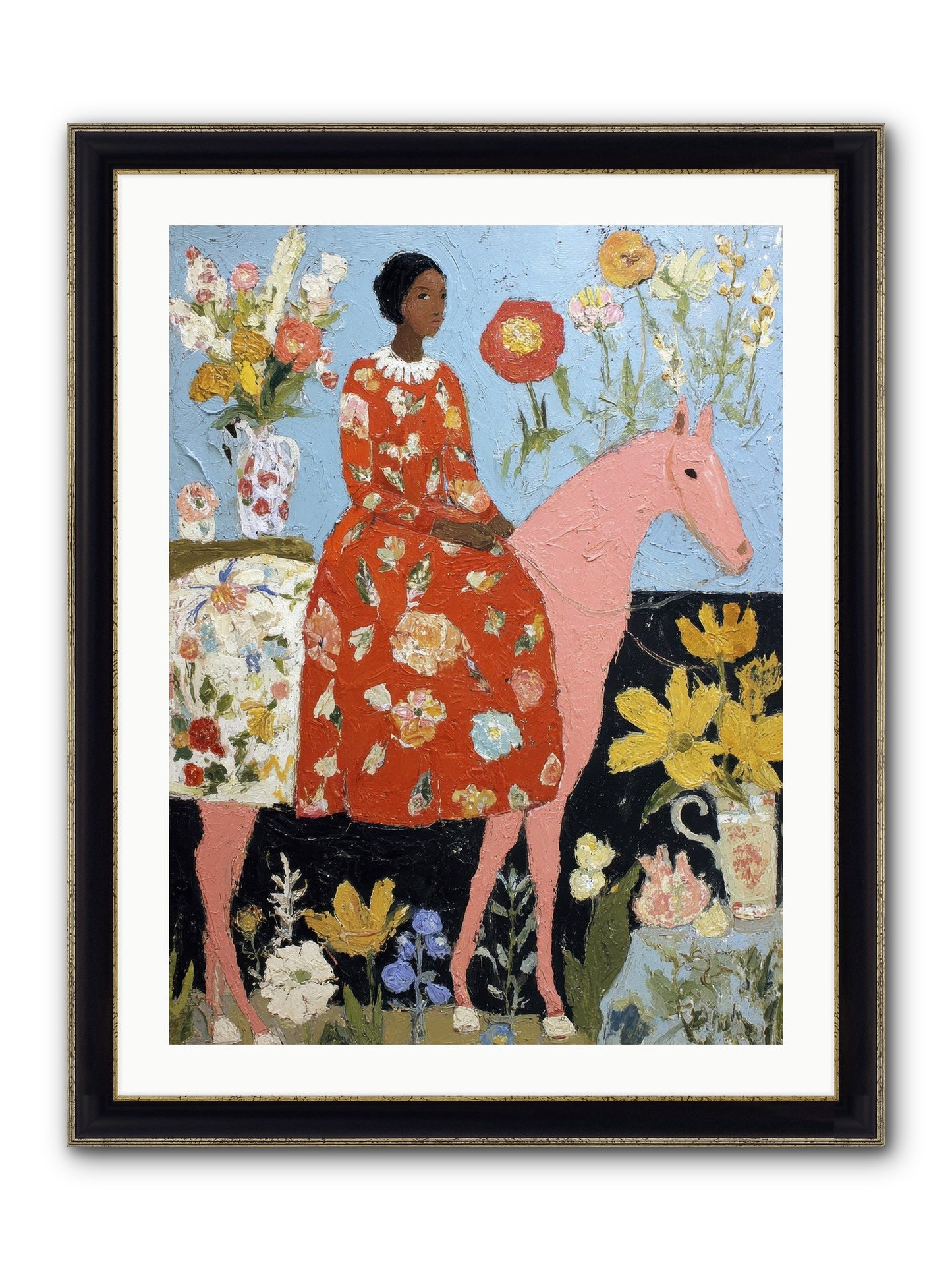 Ruby Lace & Morning Framed Print - Black & Gold 24x32