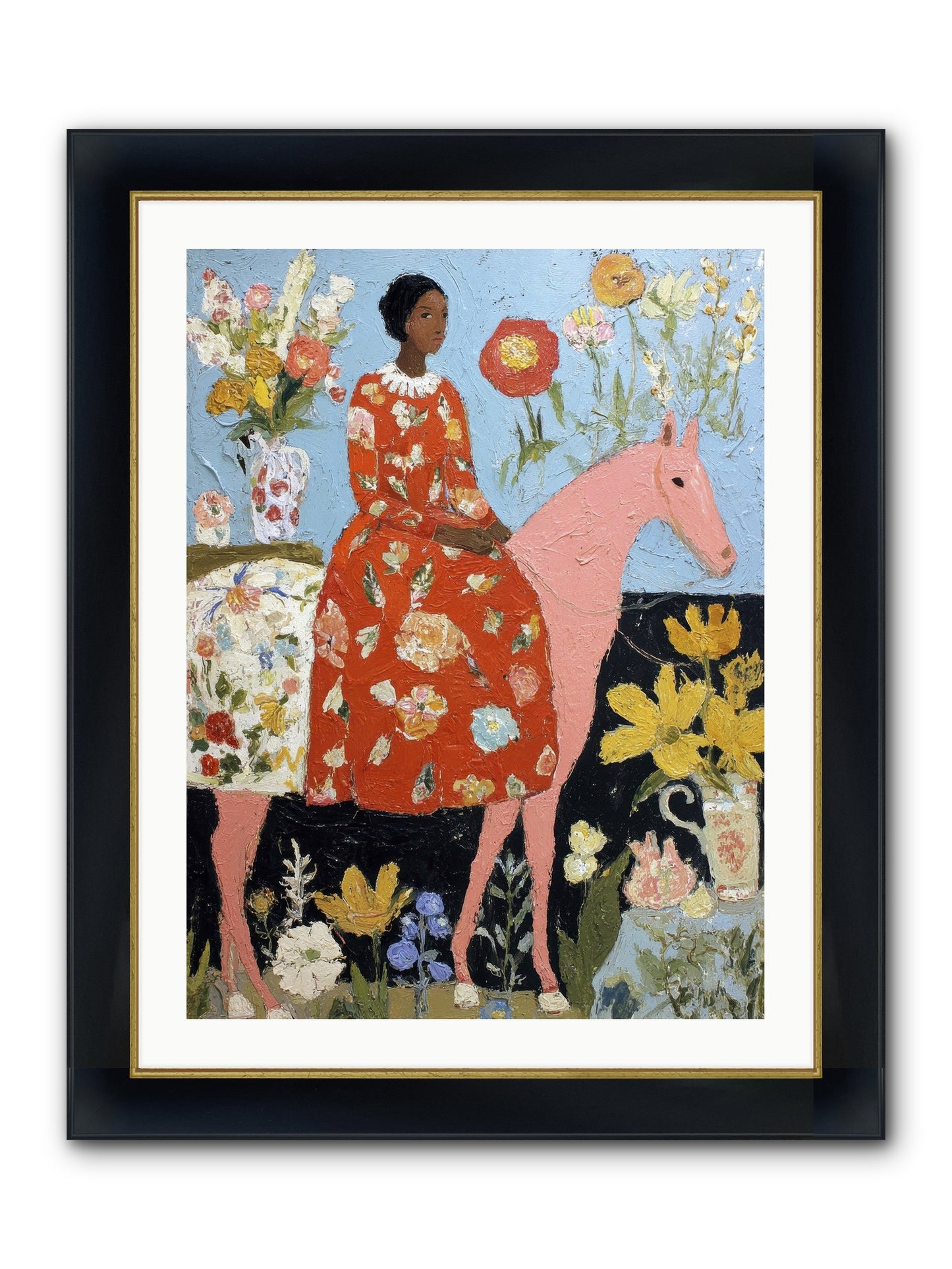 Ruby Lace & Morning Framed Print - Wide Black w/Gold 24x32