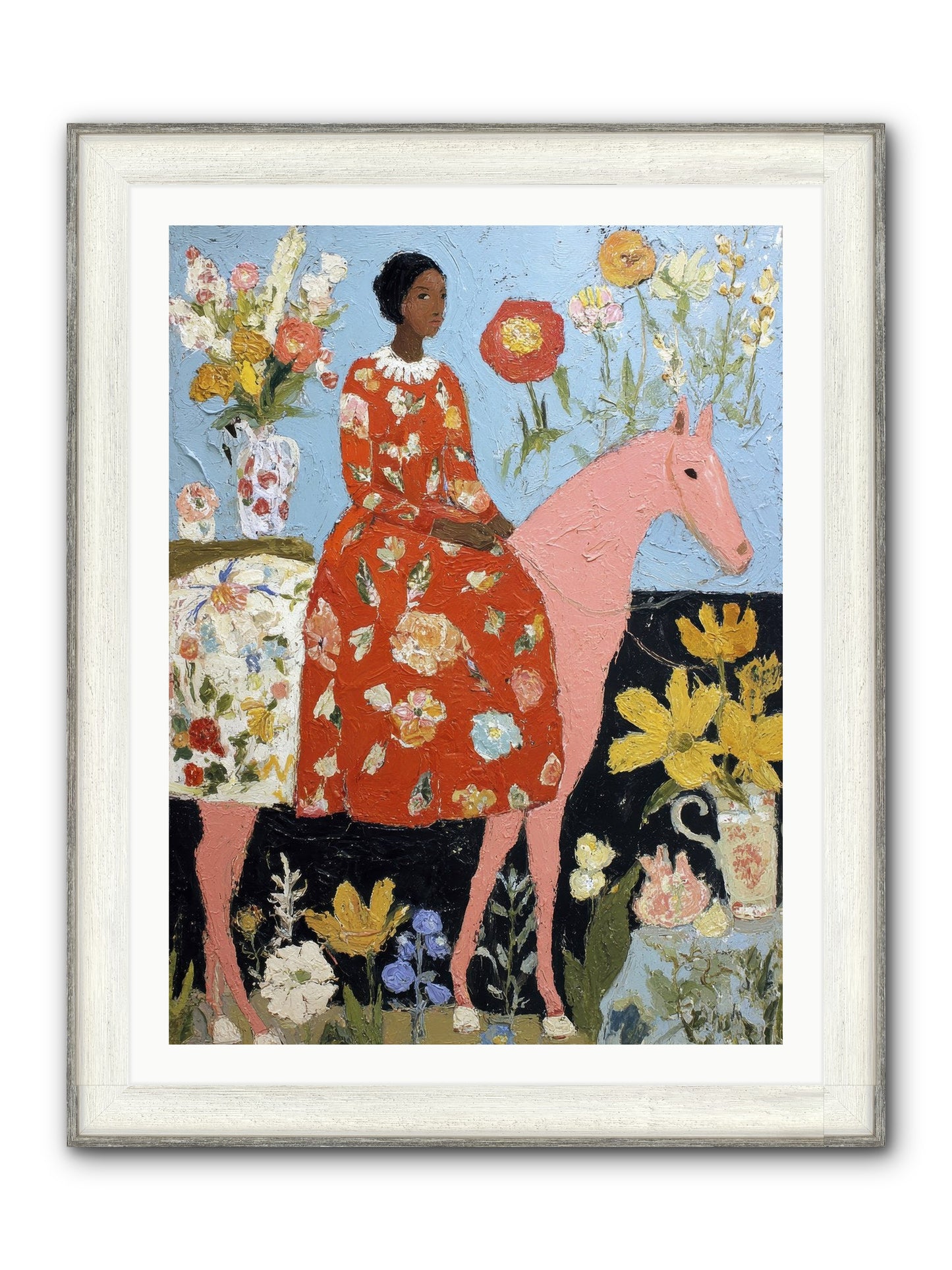 Ruby Lace & Morning Framed Print - Driftwood White 30x40