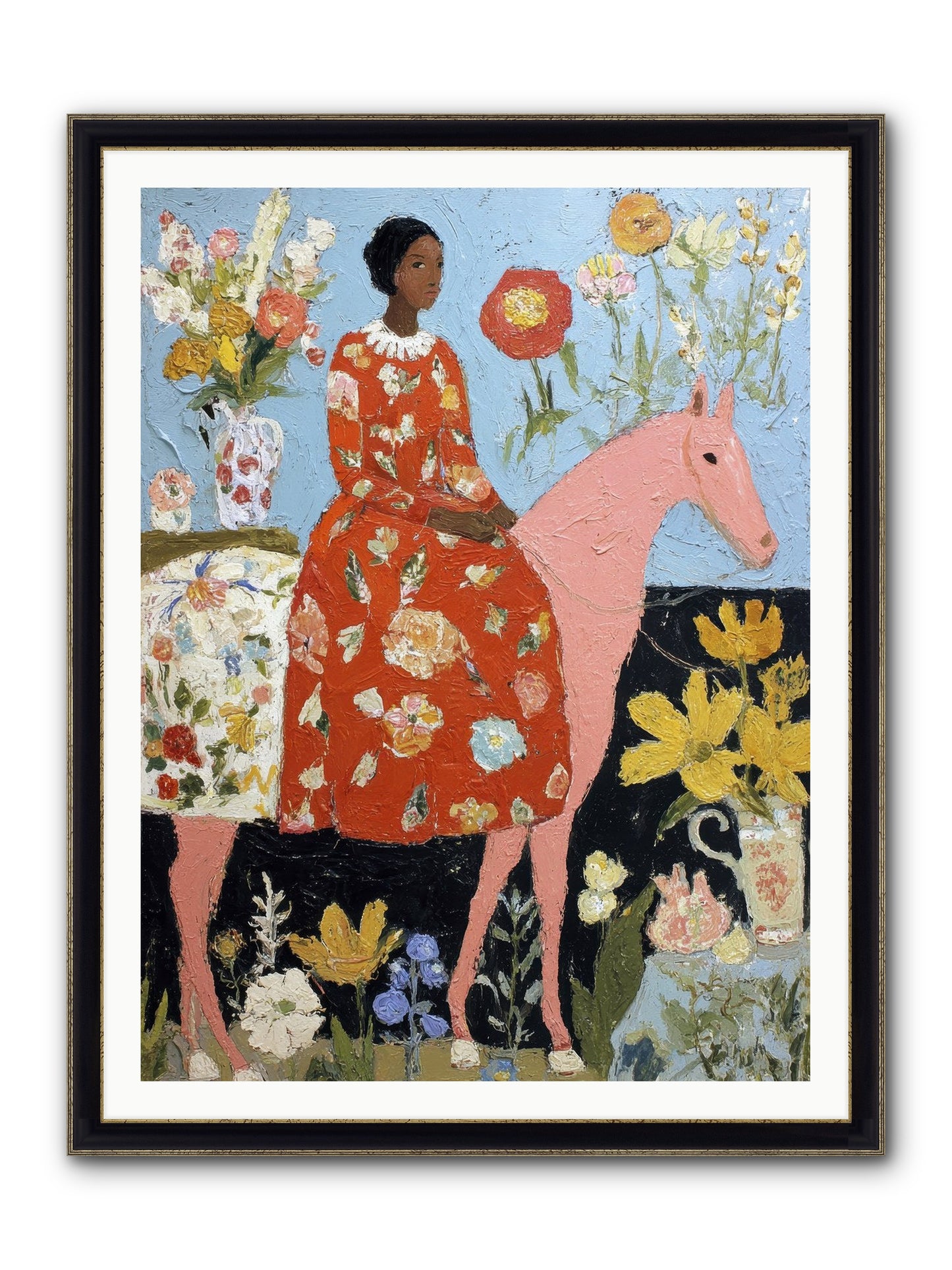 Ruby Lace & Morning Framed Print - Black & Gold 36x48
