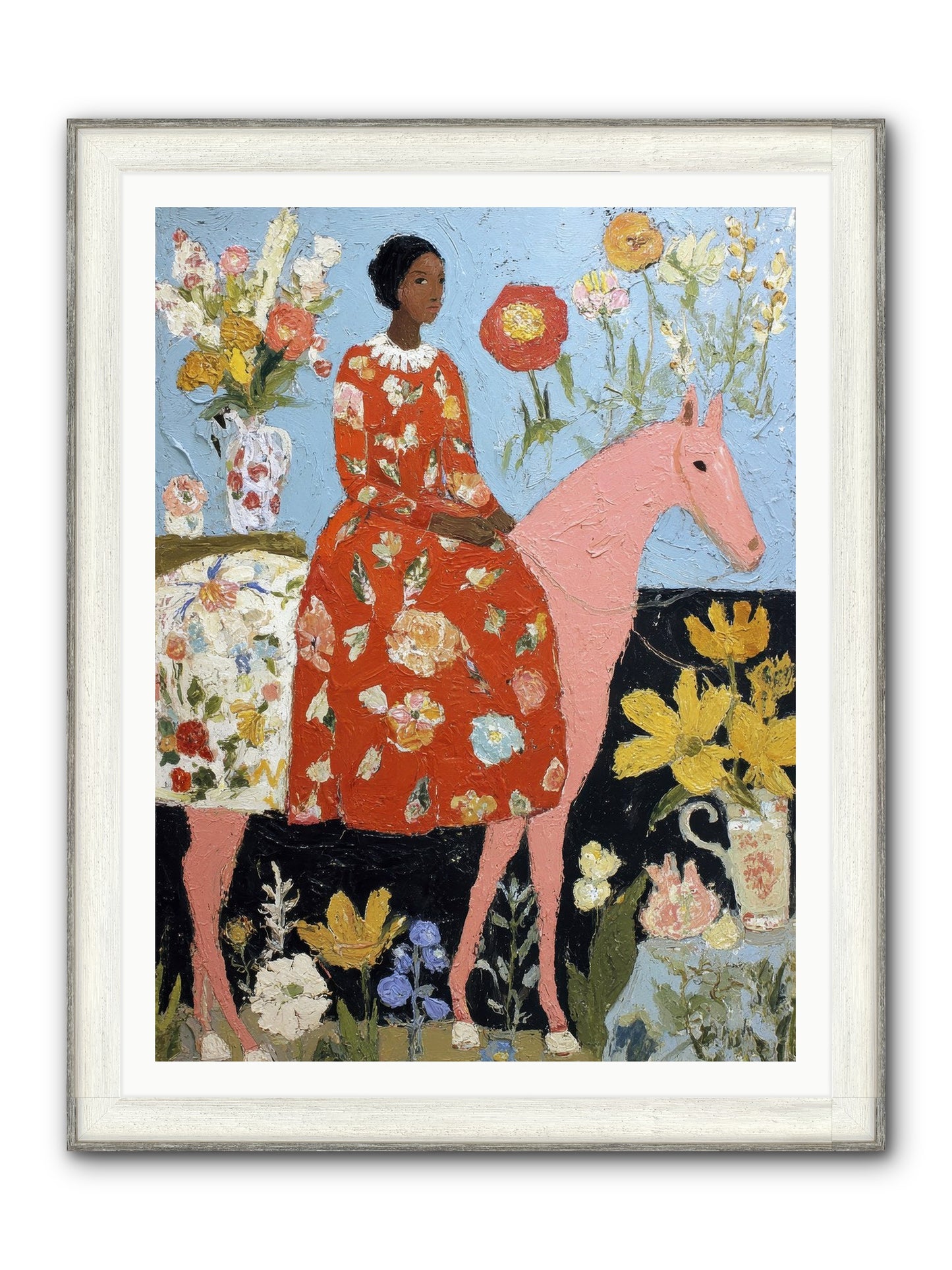 Ruby Lace & Morning Framed Print - Driftwood White 36x48