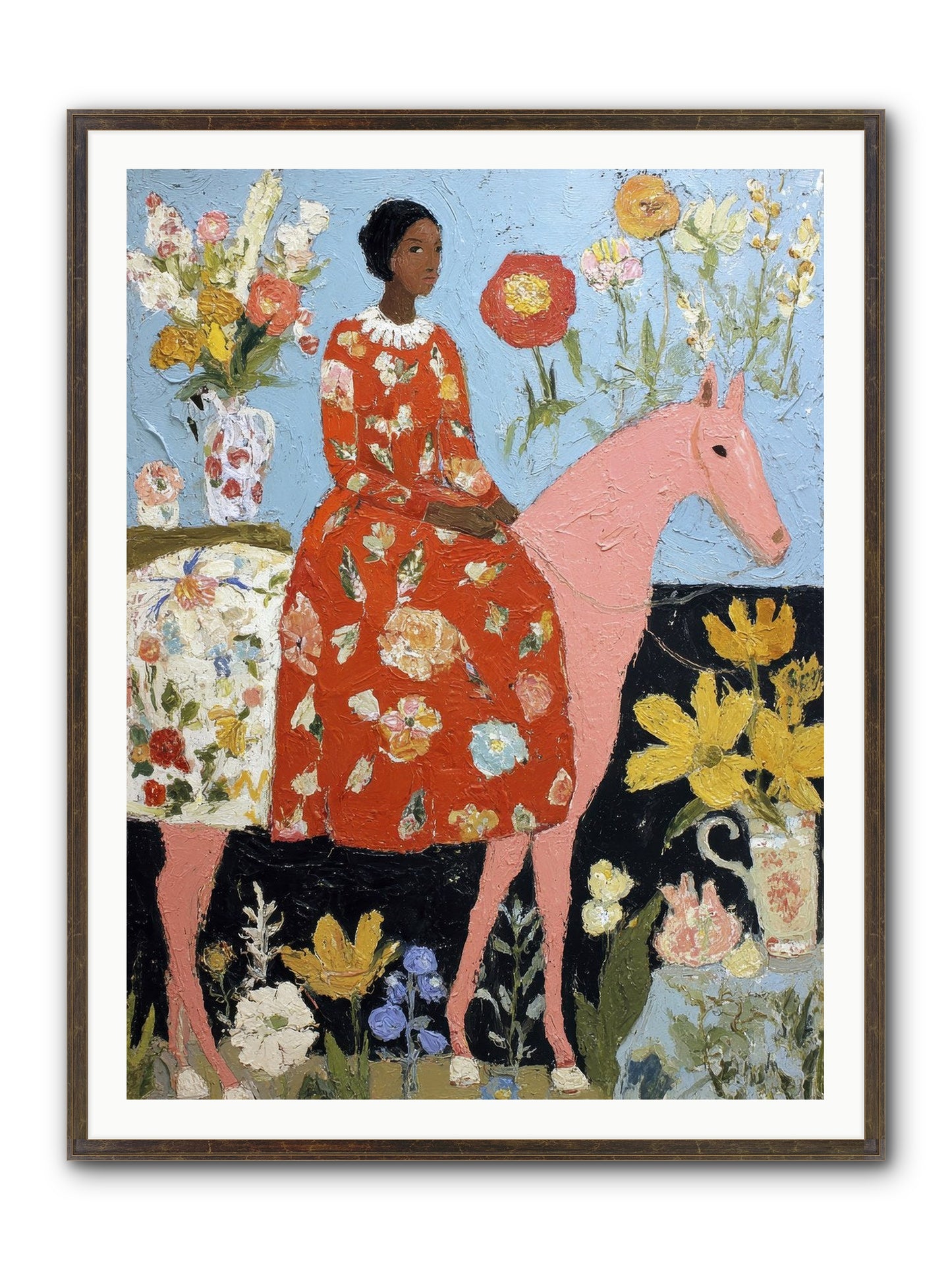 Ruby Lace & Morning Framed Print - Slimwoods Black/Gold 36x48