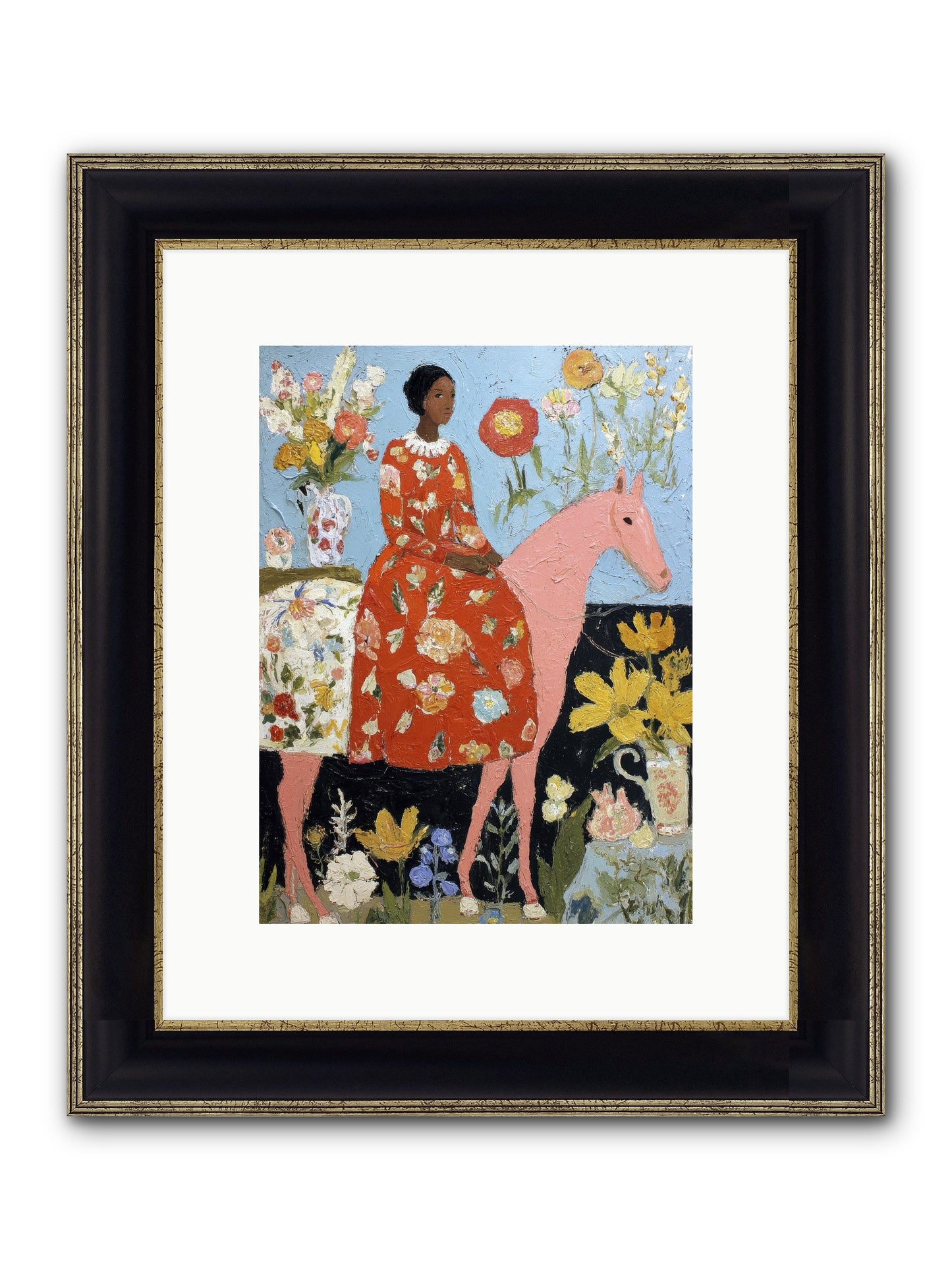 Ruby Lace & Morning Framed Print - Black & Gold 9x12