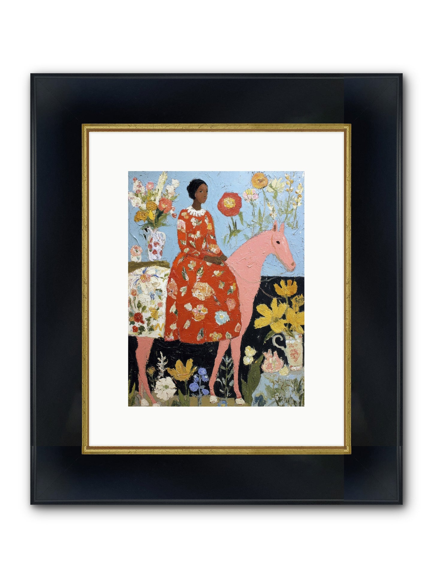 Ruby Lace & Morning Framed Print - Wide Black w/Gold 9x12