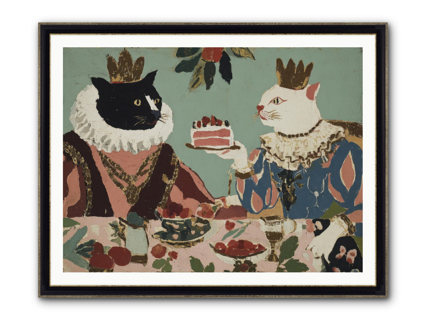 Séance At The Conservatory Framed Print - Black & Gold 48x36
