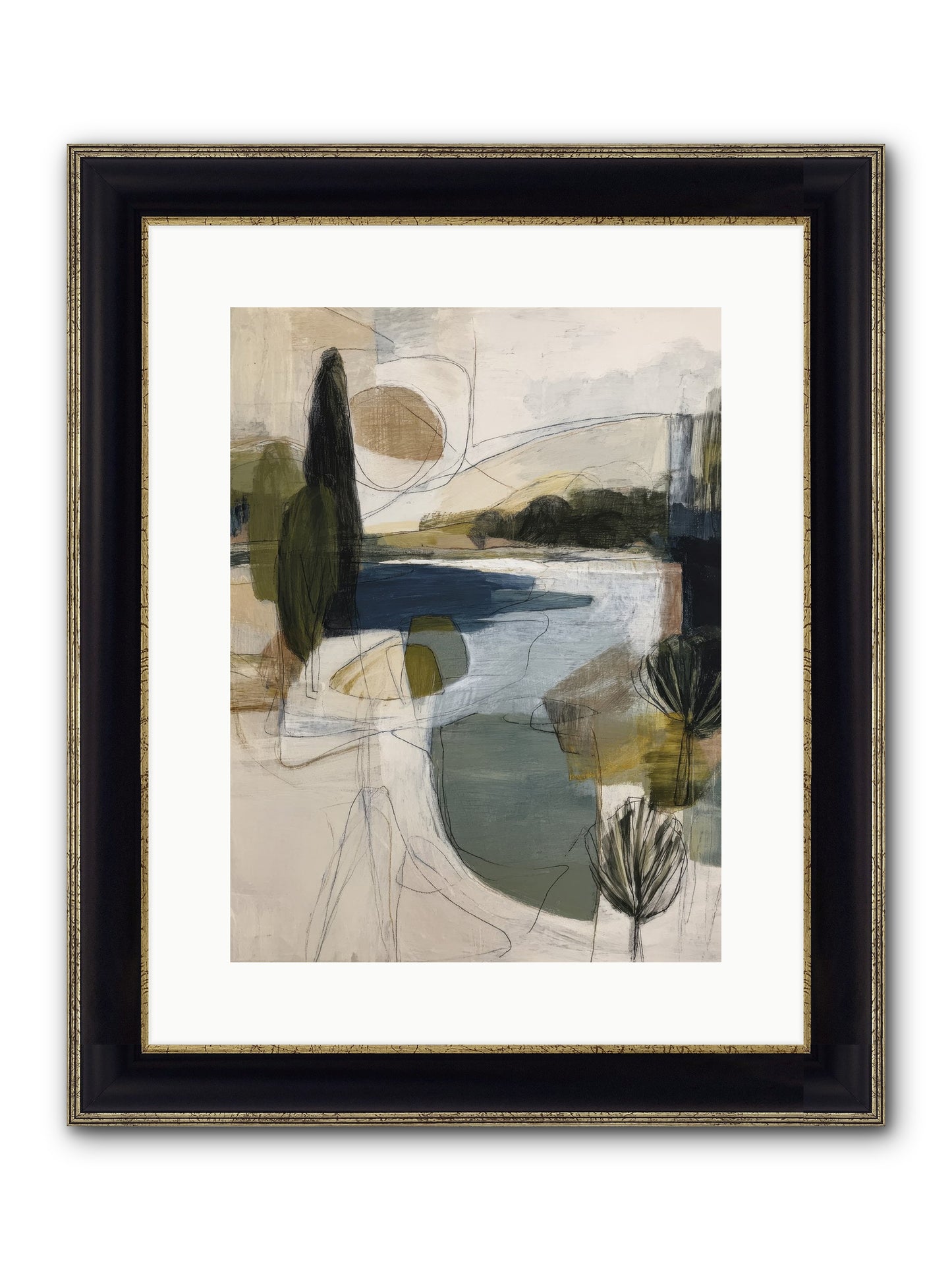 Sacred Pause Framed Print - Black & Gold 12x16