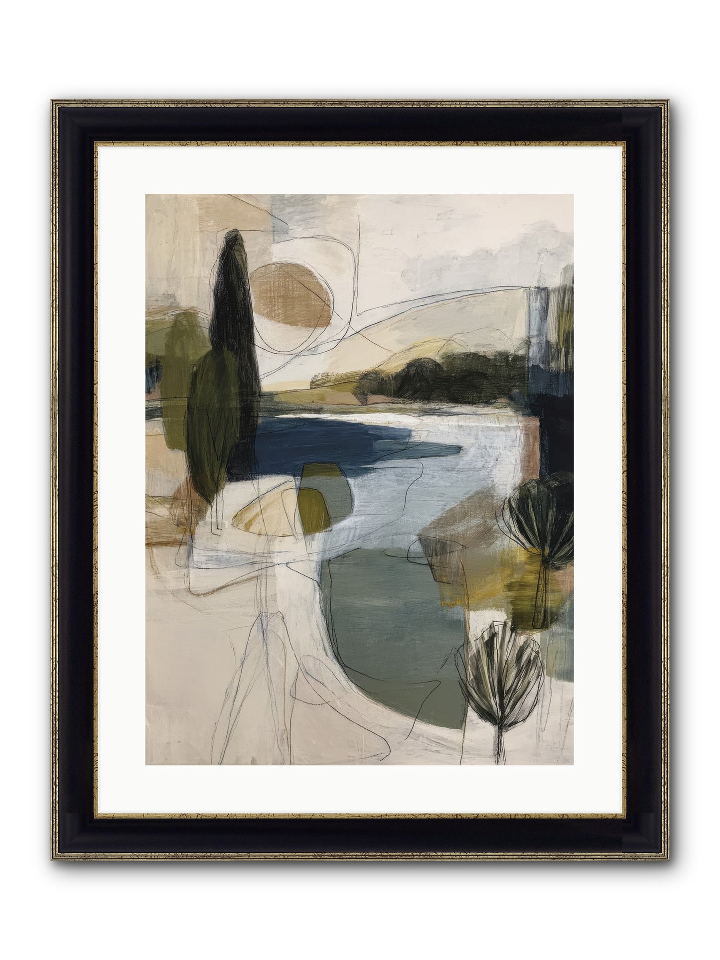 Sacred Pause Framed Print - Black & Gold 18x24