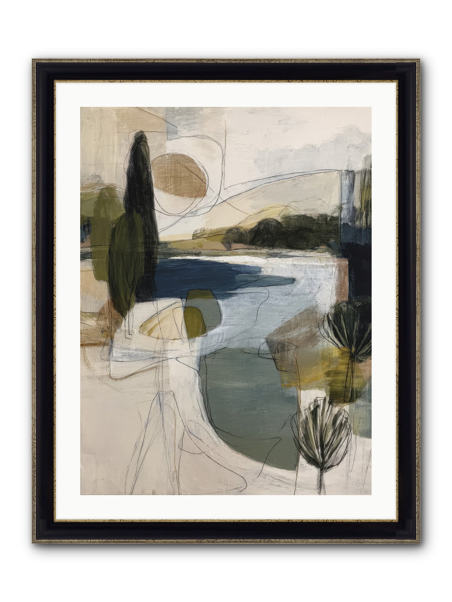 Sacred Pause Framed Print - Black & Gold 24x32